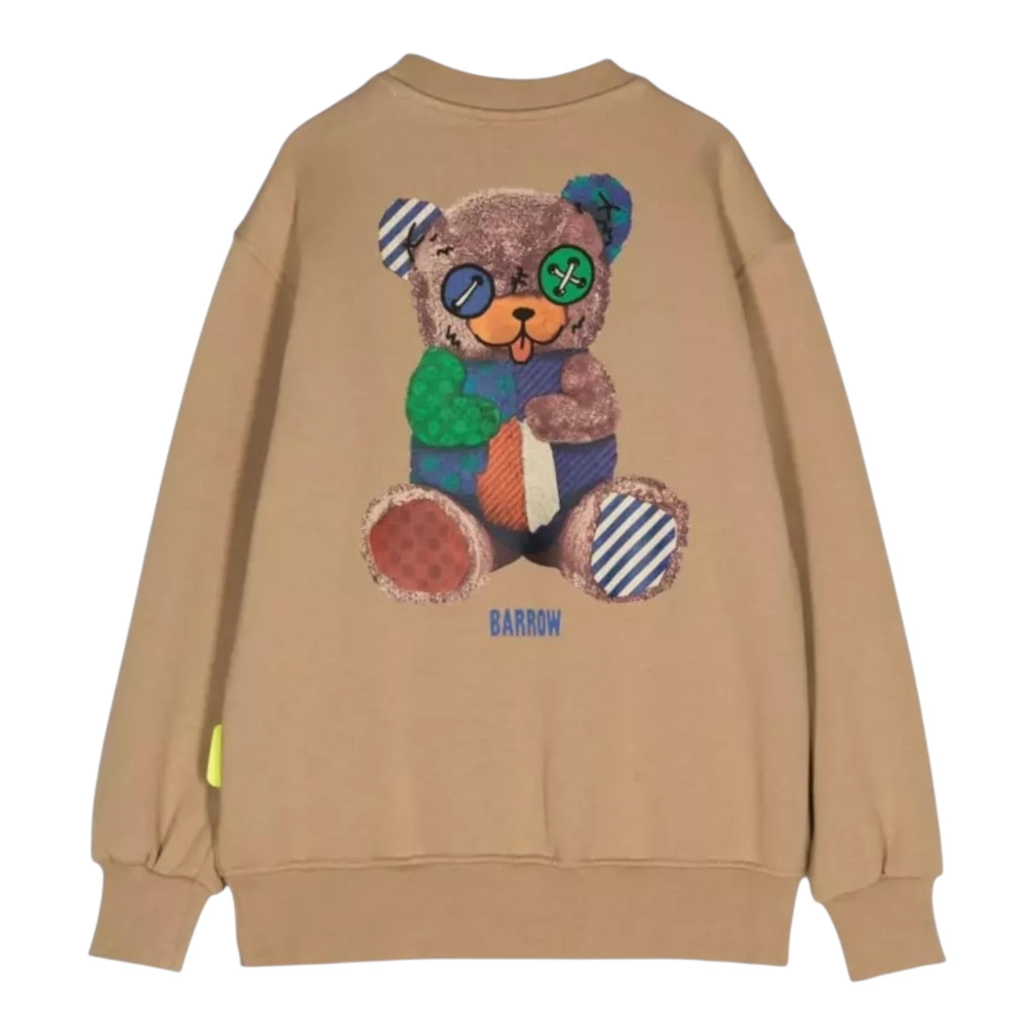 BARROW KIDS felpa chiusa girocollo tinta unita con logo Beige per Bambino F4BKJUSW062 BEIGE BARROW KIDS