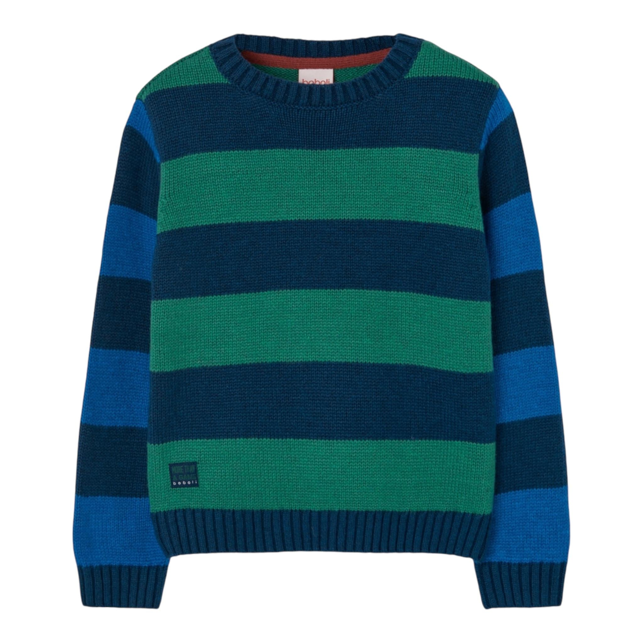 BOBOLI maglia bicolore con fantasia a righe Verde per Bambino 509105 VERDE BOBOLI