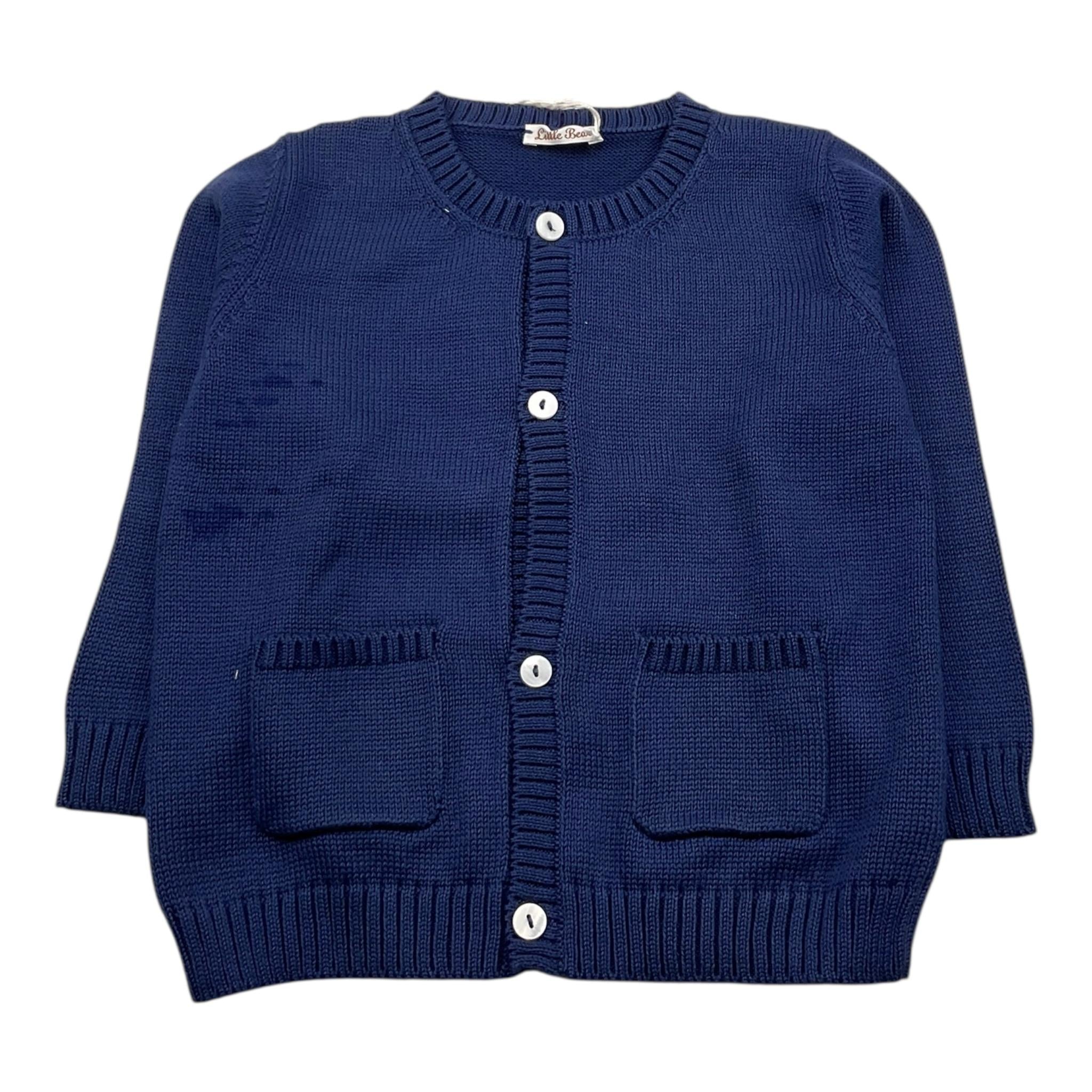 LITTLE BEAR cardigan tinta unita con bottoni in contrasto Blu per Bambino 7242 BLU LITTLE BEAR