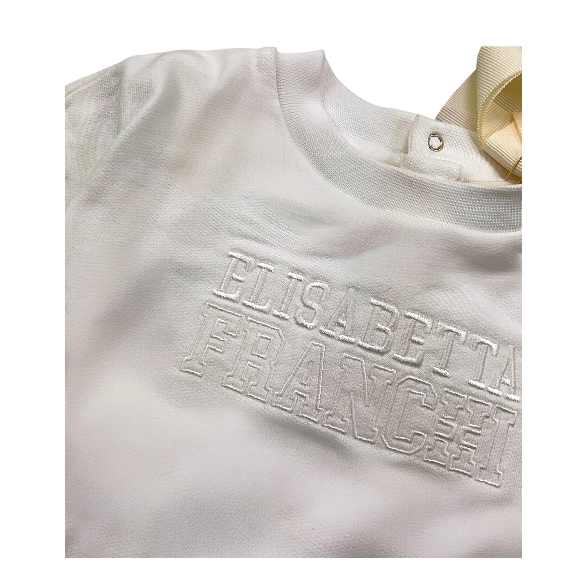ELISABETTA FRANCHI felpa chiusa girocollo tinta unita con ricamo logo Panna per Neonata EGFE046X PANNA ELISABETTA FRANCHI