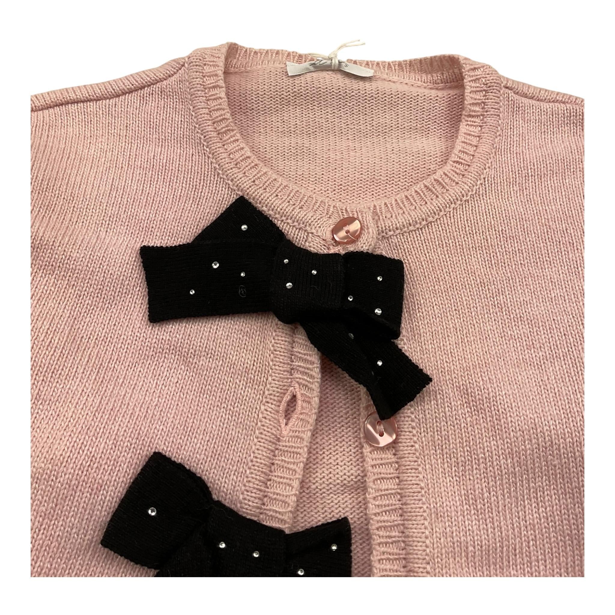 M+E' cardigan tinta unita con fiocco Rosa per Bambina UE0429 ROSA M+E'