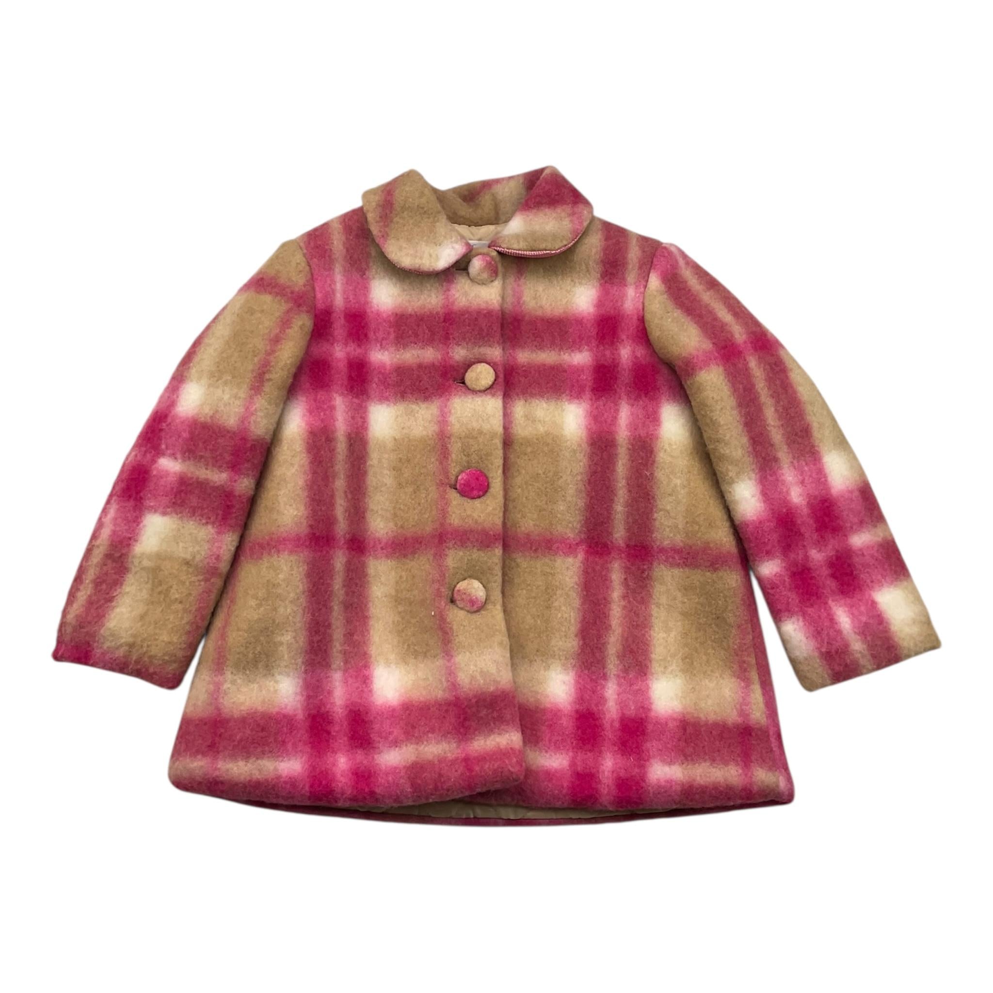 BARCELLINO cappotto monopetto fantasia quadri Fuxia per Bambina 106506 FUXIA BARCELLINO