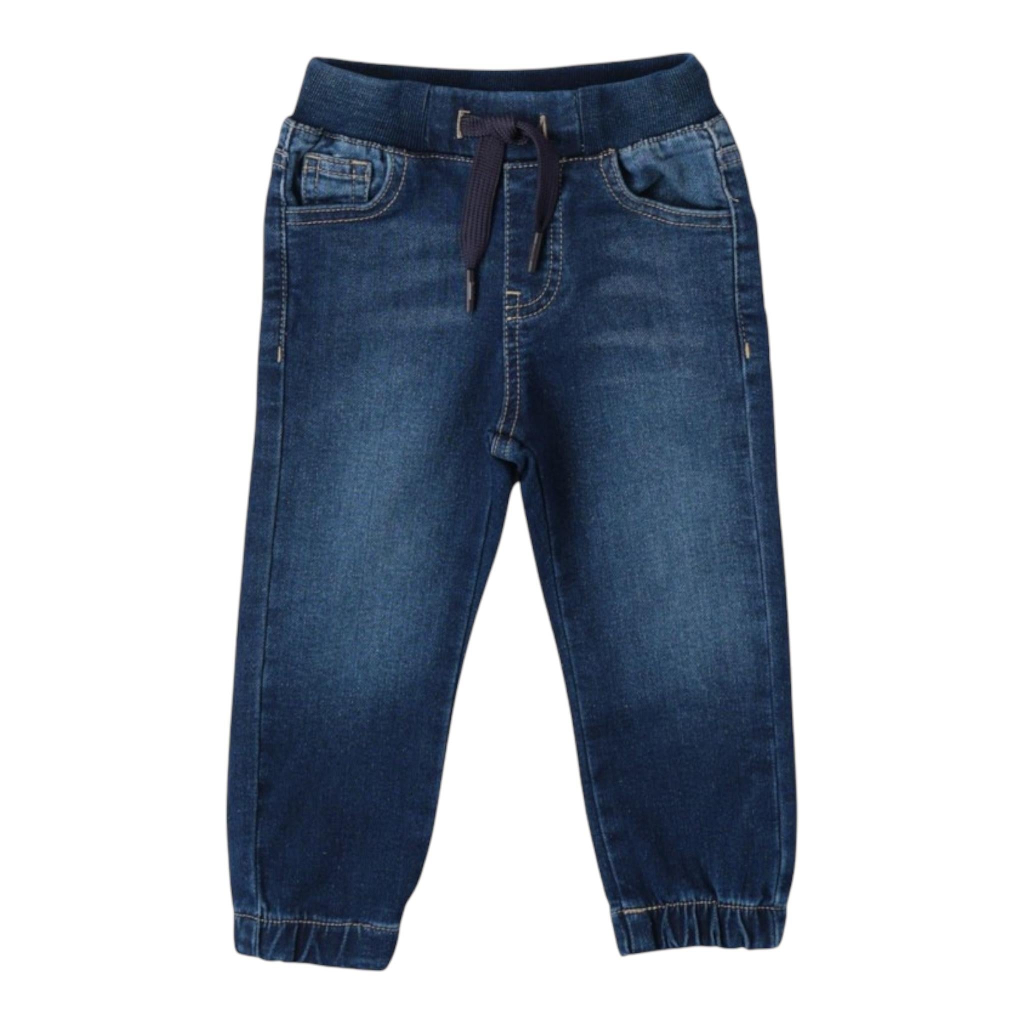 SARABANDA jeans tinta unita con elastico in vita Blu per Bambino 7055 BLU SARABANDA