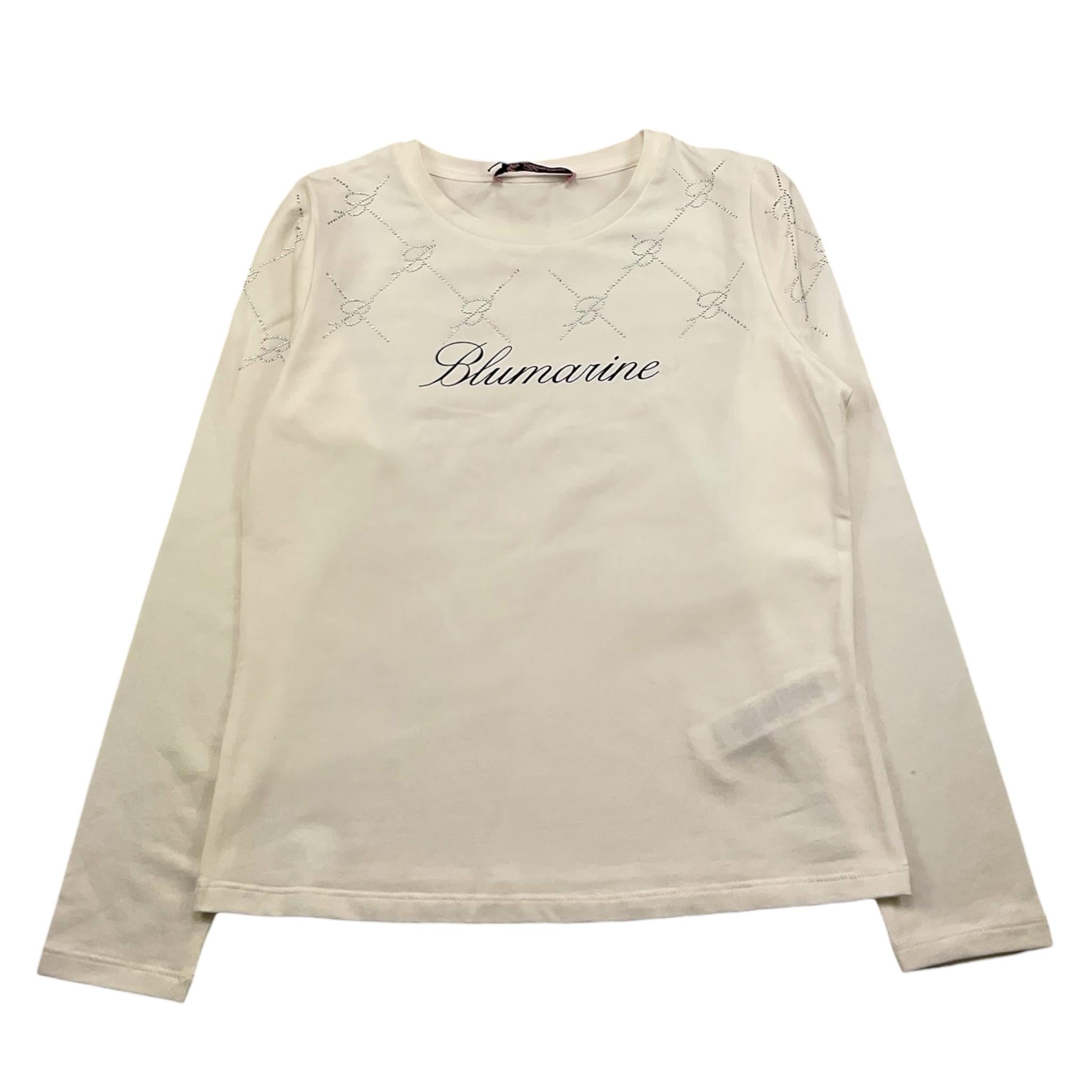 MISS BLUMARINE shirt girocollo tinta unita con brillantini Bianco per Bambina IF4140 BIANCO MISS BLUMARINE