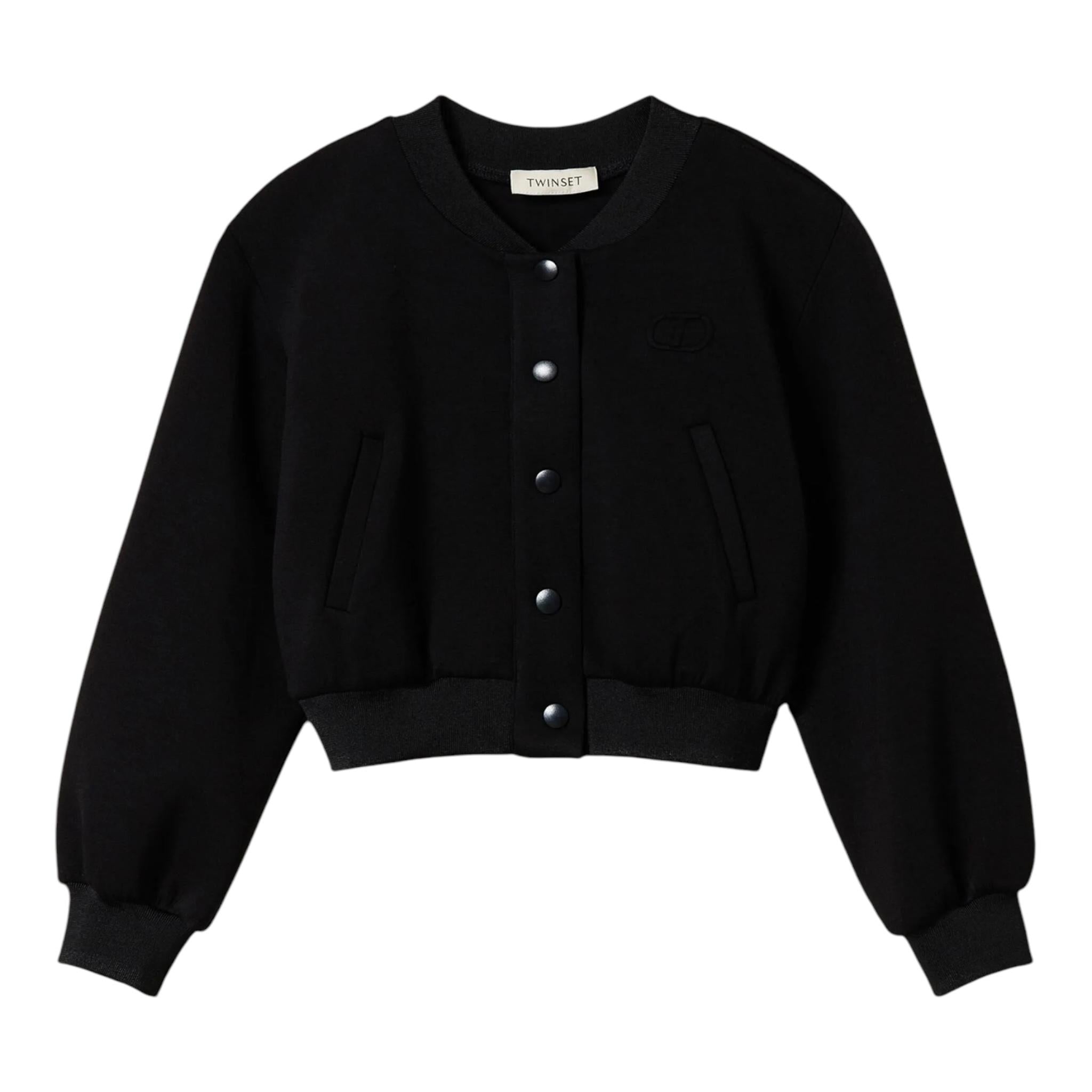 TWINSET bomber tinta unita con bottoni Nero per Bambina 242GJ2010 NERO TWINSET