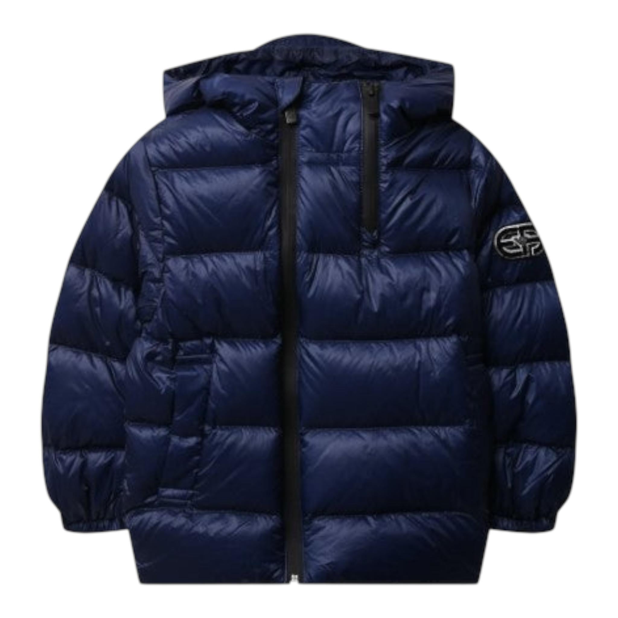 EMPORIO ARMANI giubbino tinta unita con cappuccio Blu per Bambino 6K4BJC BLU EMPORIO ARMANI