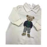 LE BEBE' tutina manica lunga tinta unita con orso Bianco per Neonato LBB4382 BIANCO LE BEBE'