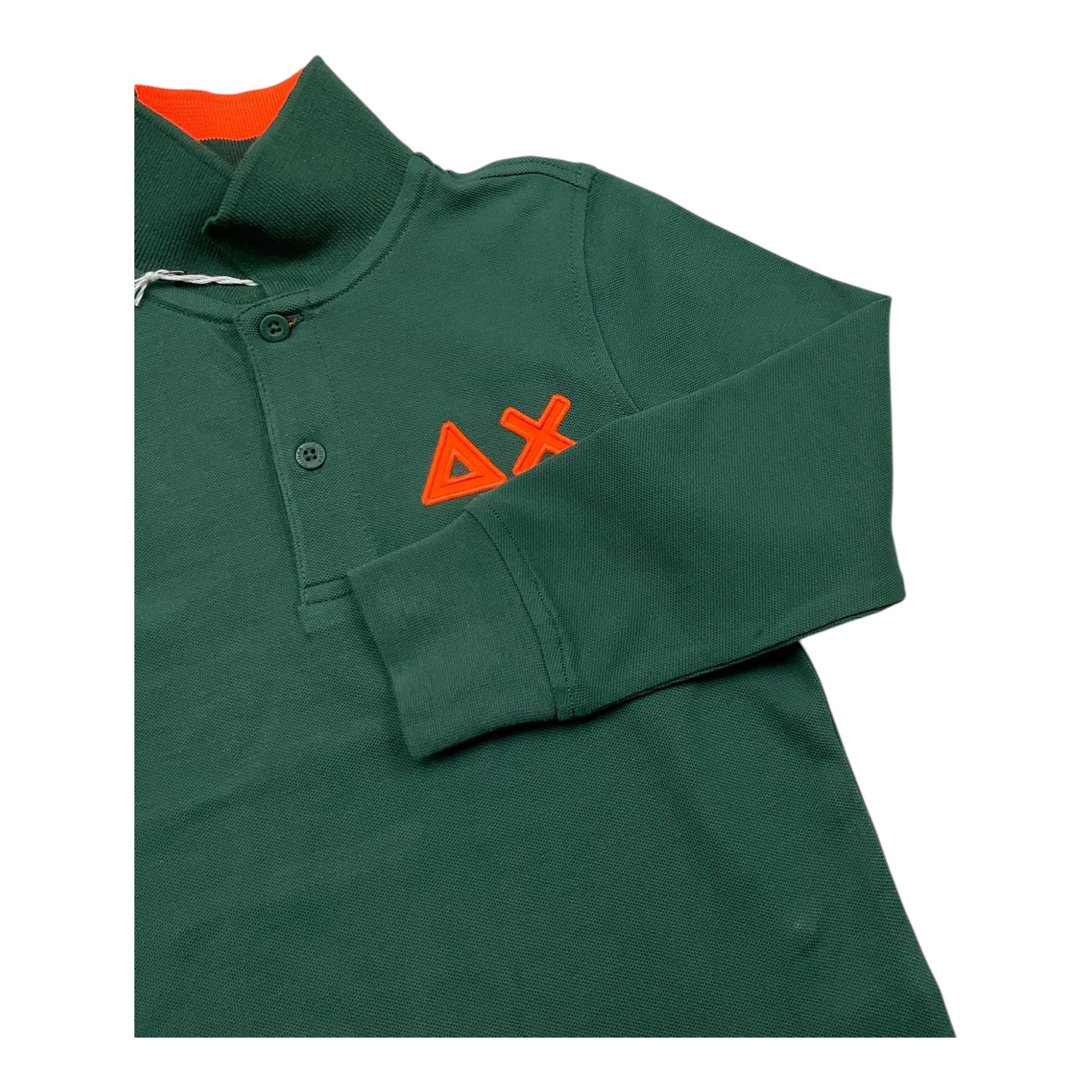 SUNS68 polo manica lunga tinta unita con logo in contrasto Verde per Neonato A44312 VERDE SUNS68
