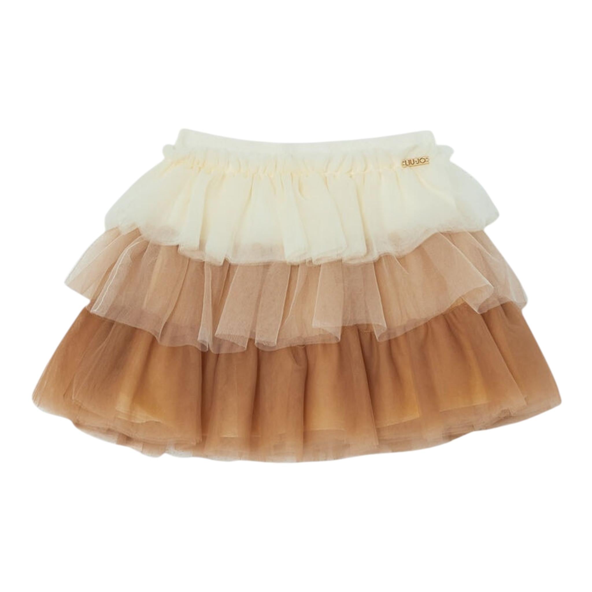 LIU JO gonna tricolore con tulle Panna per Bambina KF4047 PANNA LIU JO