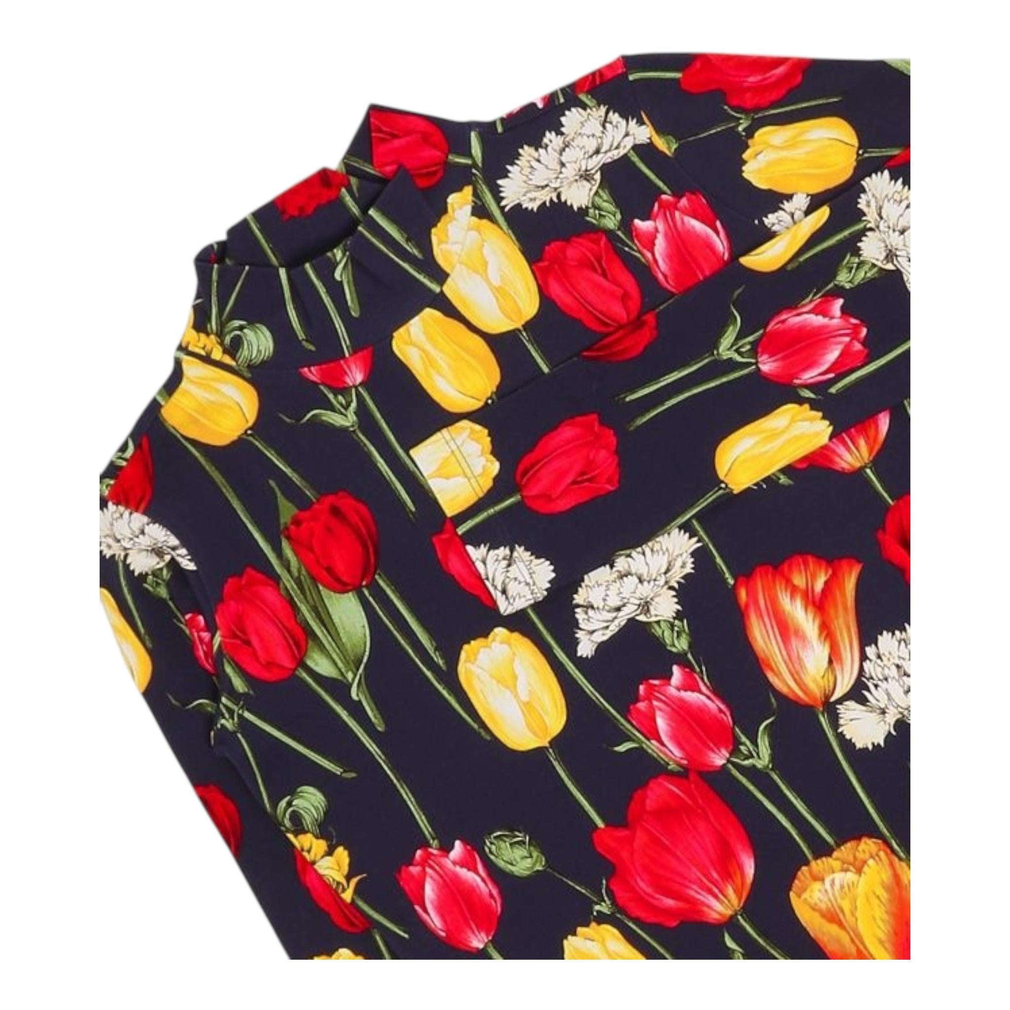 DOLCE & GABBANA shirt tinta unita mezzo collo con stampa Blu per Bambina L5JTLE BLU DOLCE & GABBANA