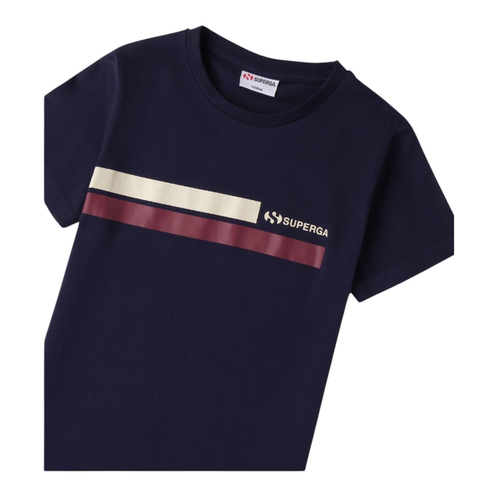 SUPERGA t-shirt tinta unita con stampa Blu per Bambino A102 BLU SUPERGA