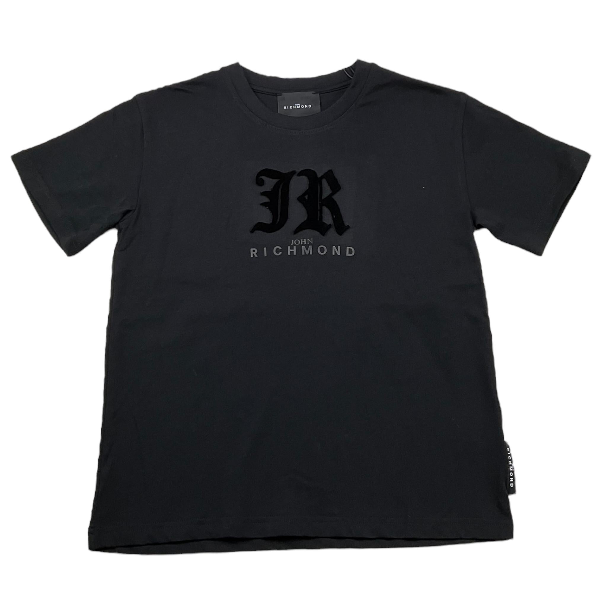 JOHN RICHMOND t-shirt girocollo tinta unita con stampa in contrast Nero per Bambino RBA25008TS NERO JOHN RICHMOND