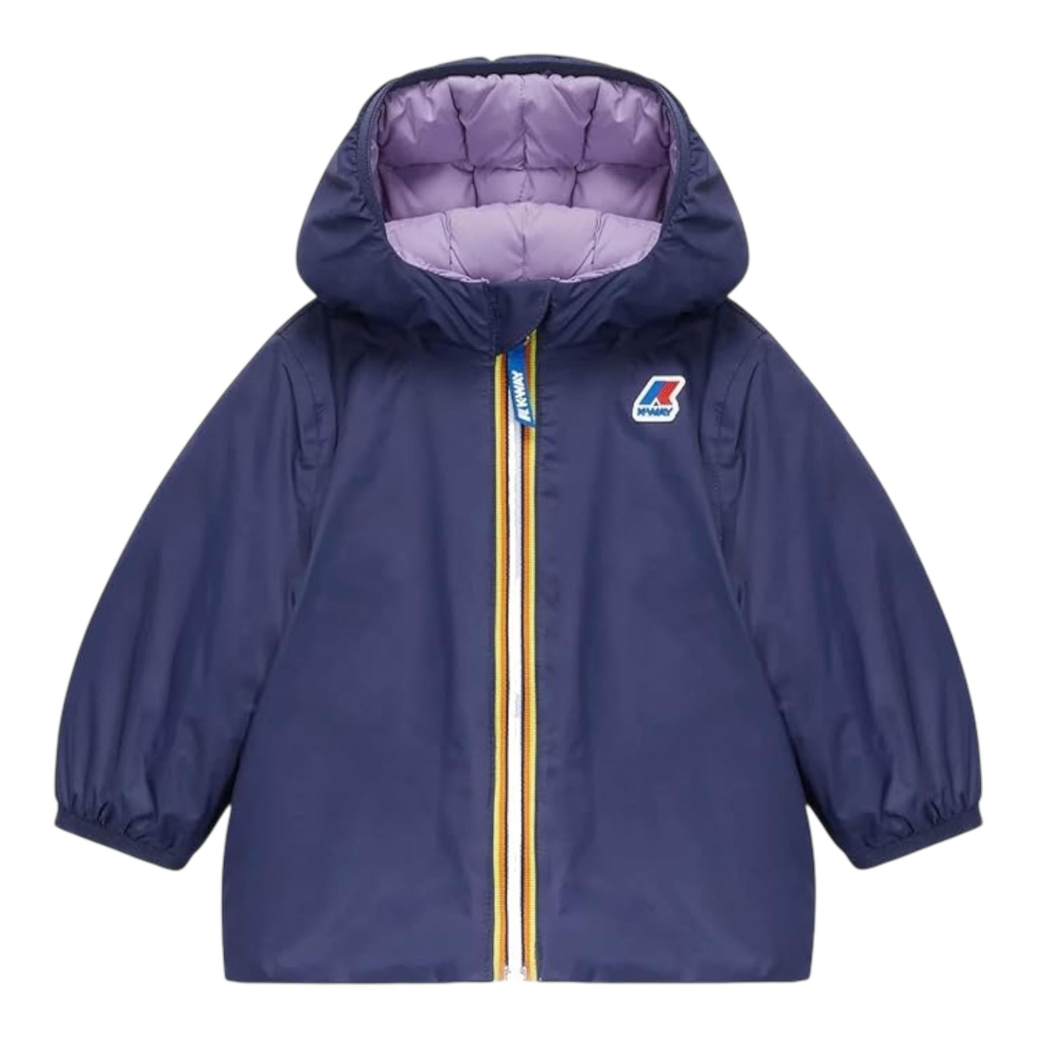 K-WAY giubbino reversbile bicolore con cappuccio Blu/lilla per Neonata K4116PW BLU/LILLA K-WAY