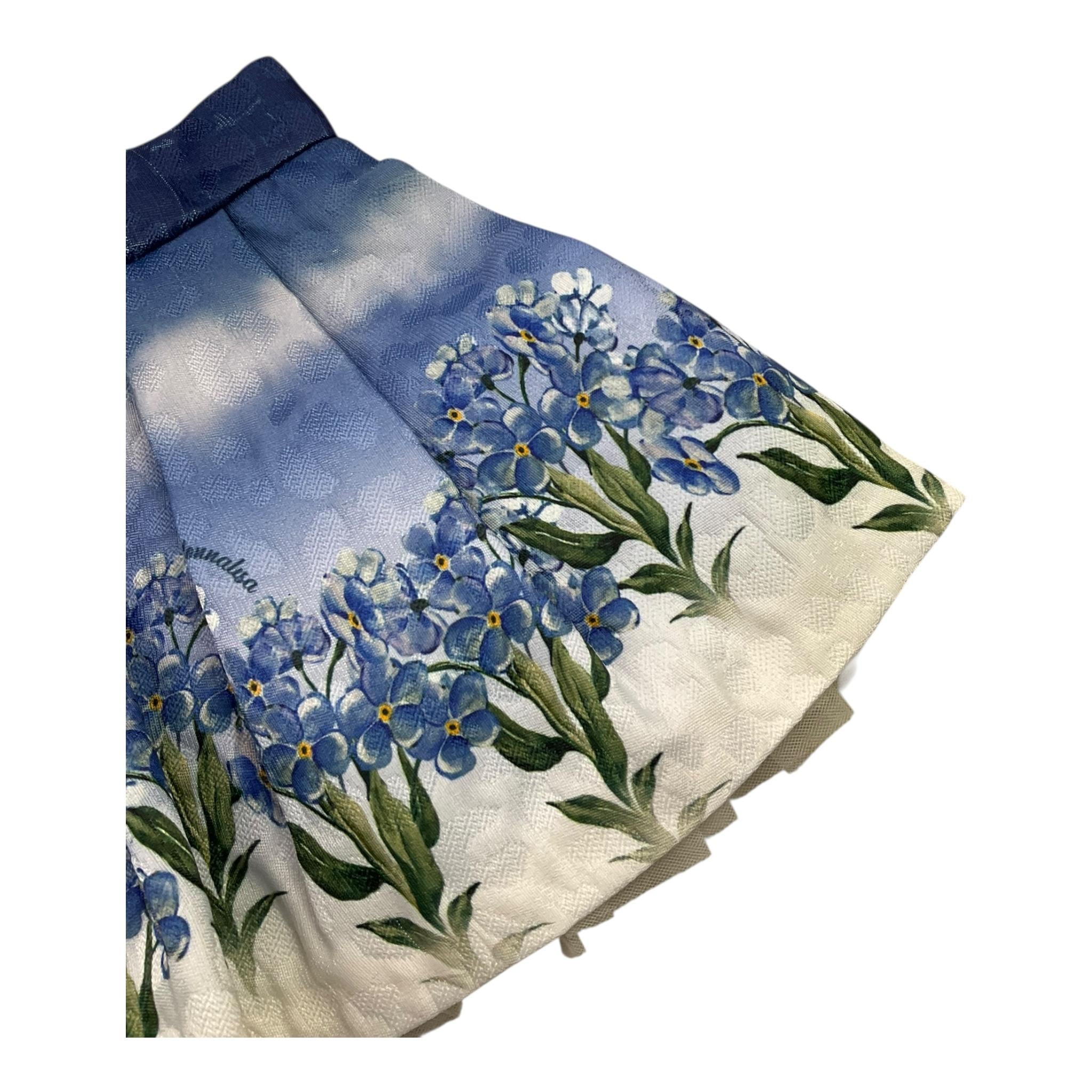 MONNALISA gonna tinta unita con stampa Blu per Bambina 11B702 BLU MONNALISA