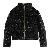 HERNO giubbino tinta unita cn cappuccio e paillettes Nero per Bambina PI000174GX NERO HERNO