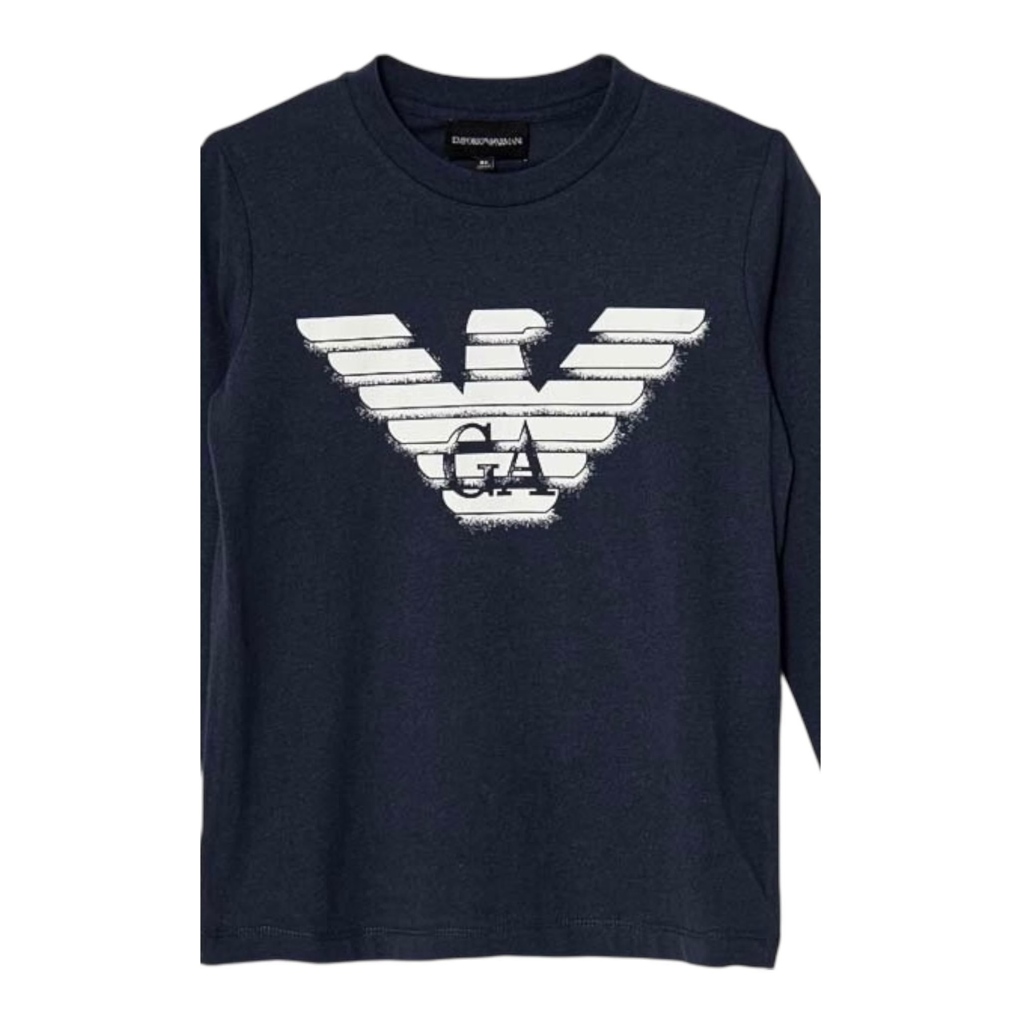 EMPORIO ARMANI shirt girocollo tinta unita con stampa Blu per Bambino 6D4DJ44 BLU EMPORIO ARMANI