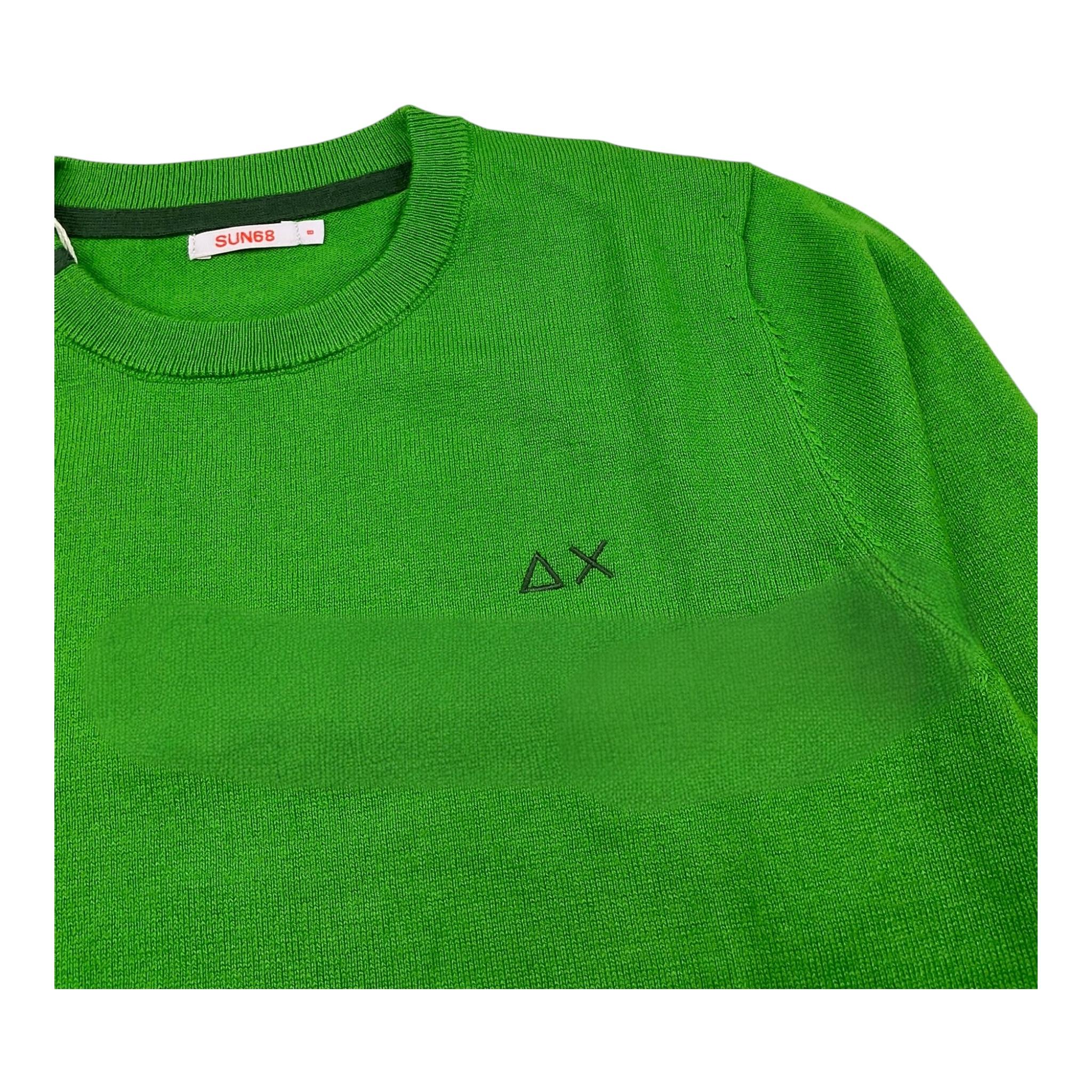 SUN68 maglia girocollo tinta unita Verde per Bambino K44301 VERDE SUN68