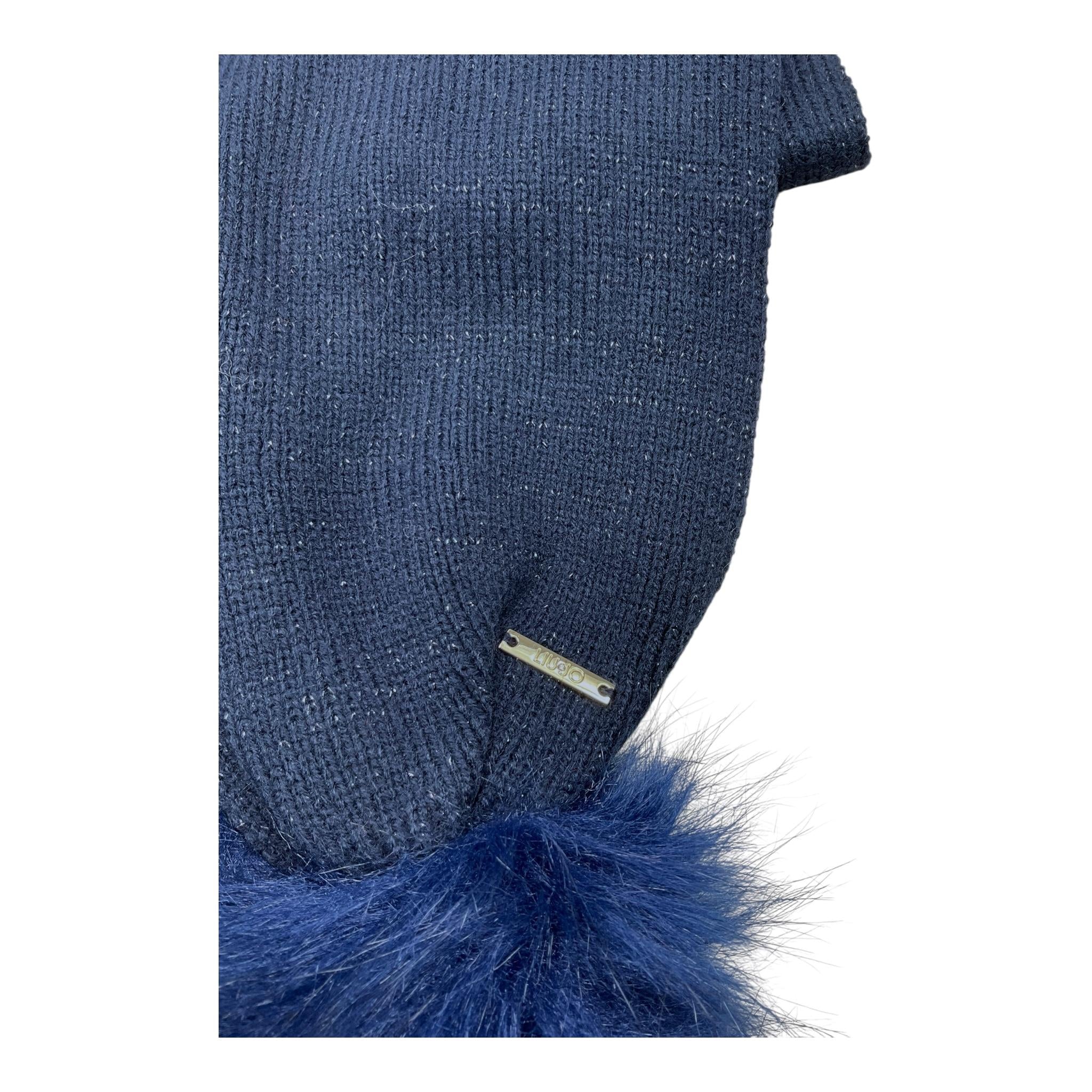 LIU JO sciarpa tinta unita con pon pon Blu per Bambina K69032 BLU LIU JO