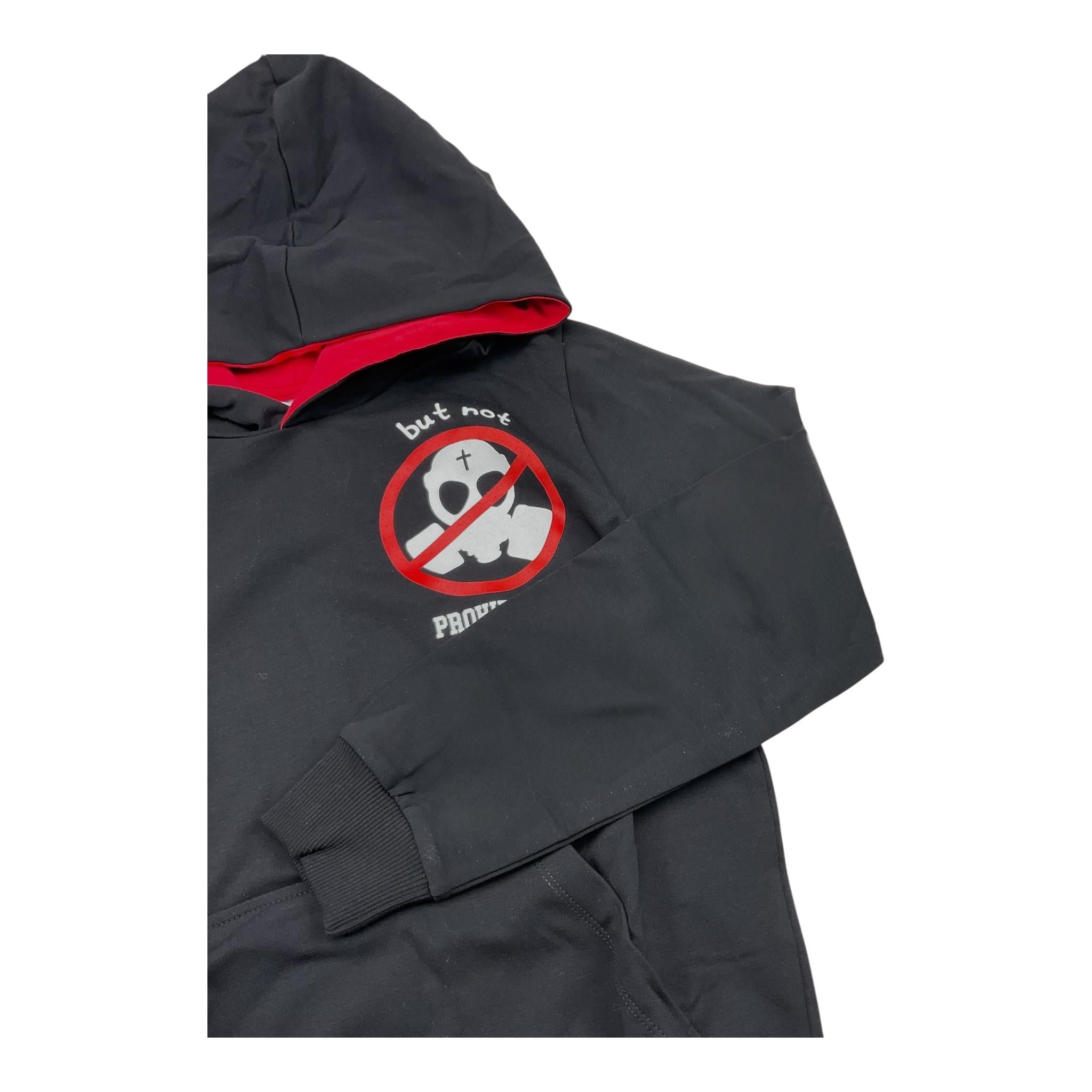 BUTNOT felpa chiusa con cappuccio tinta unita cn stampa Nero per Bambino B9500 NERO BUTNOT
