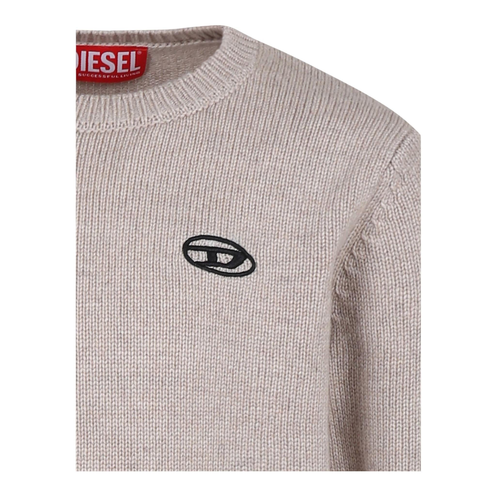 DIESEL maglia tinta unita girocollo con logo Beige per Bambino J02085X BEIGE DIESEL