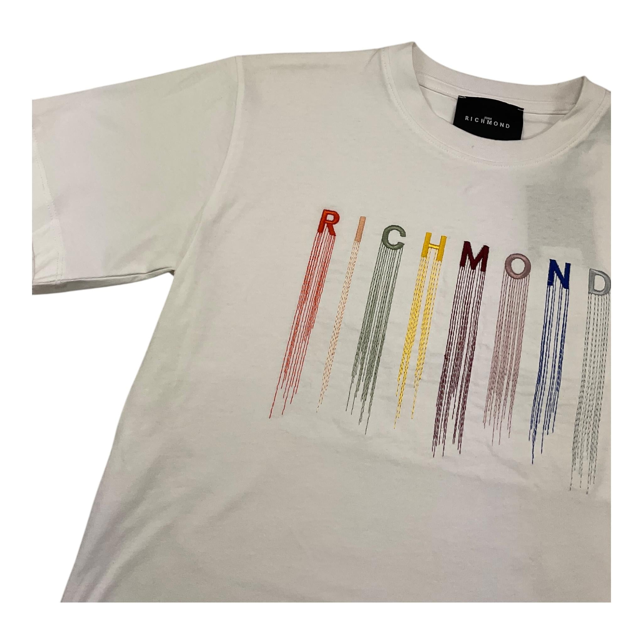 JOHN RICHMOND t-shirt girocollo tinta unita con ricami Bianco per Bambina RGA25142 BIANCO JOHN RICHMOND