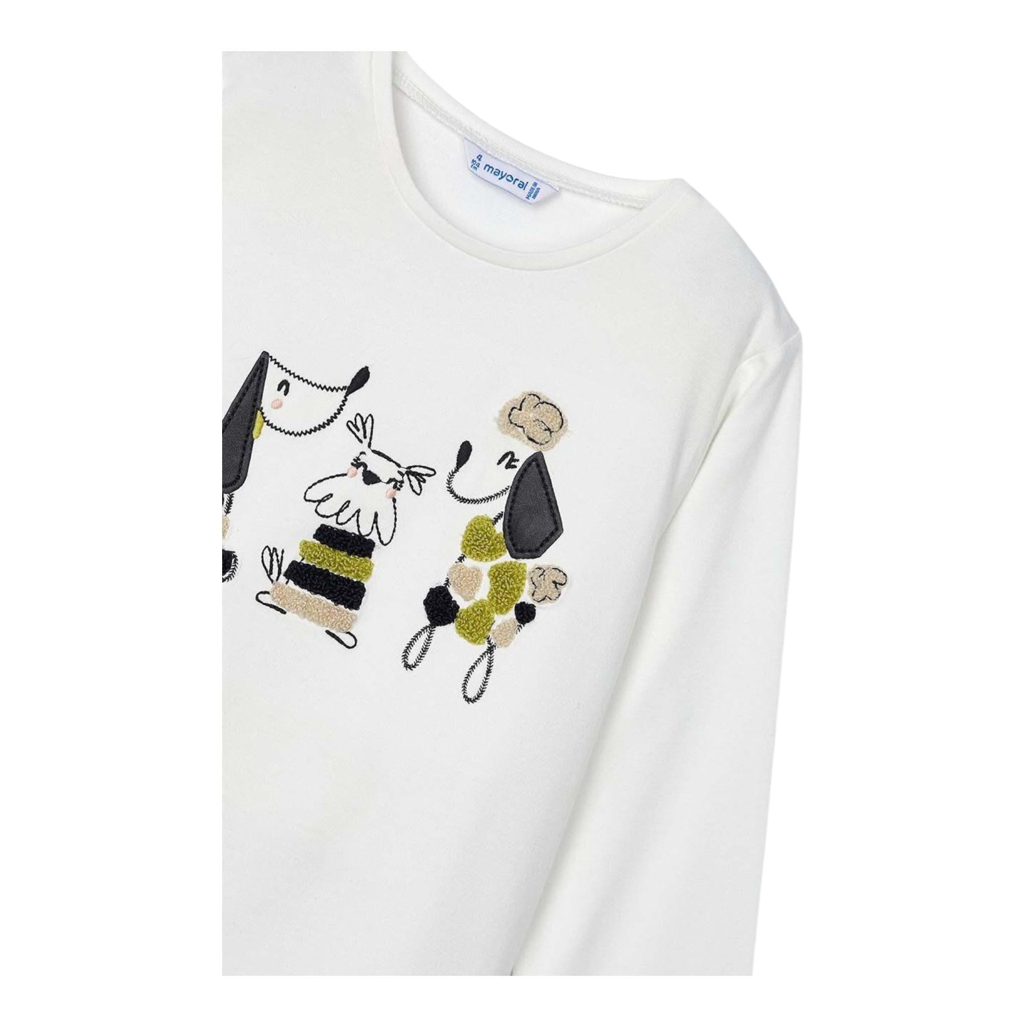 MAYORAL shirt girocollo tinta unita con stampa in contrasto Bianco per Neonata 4070 BIANCO MAYORAL