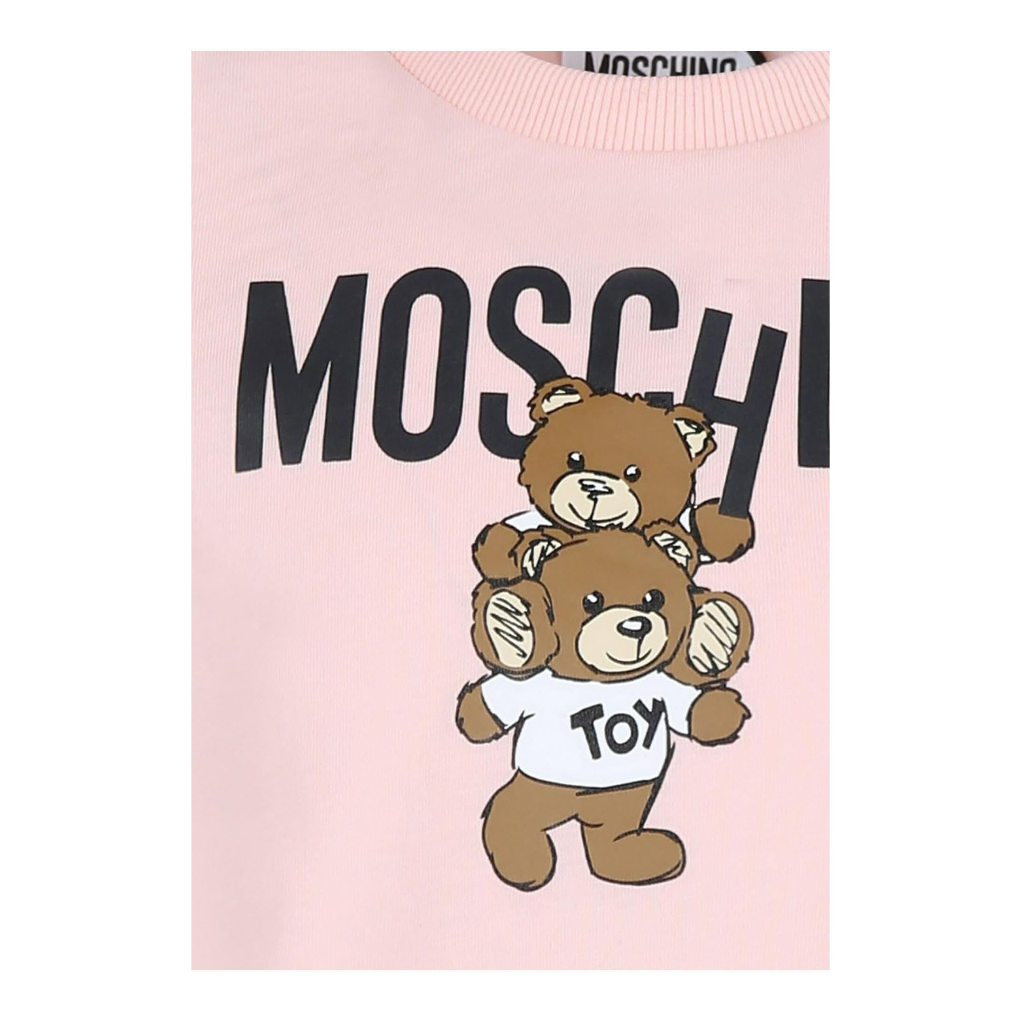 MOSCHINO t-shirt tinta unita con stampa Rosa per Bambina HVM04K ROSA MOSCHINO