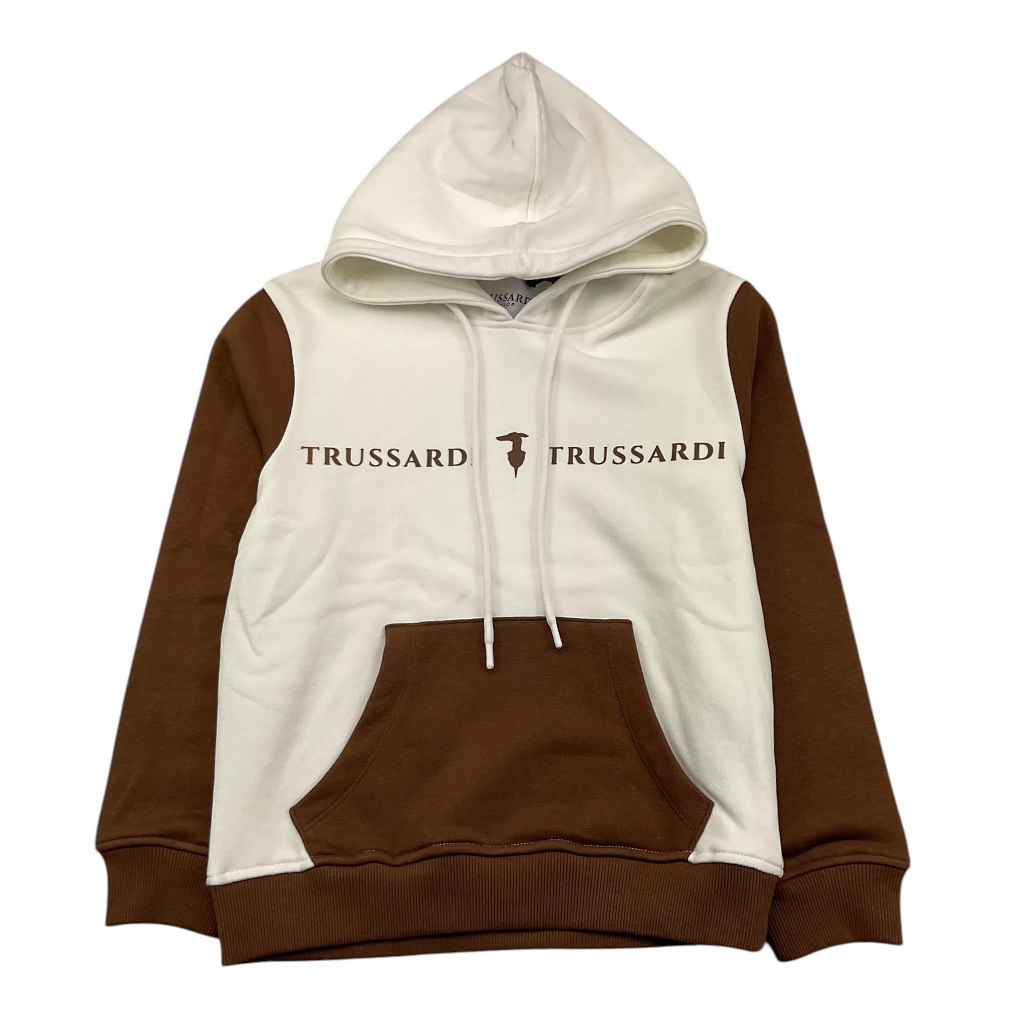 TRUSSARDI felpa chiusa con cappuccio tinta unita con maniche in contrasto Panna per Bambino TBA25031FE PANNA TRUSSARDI