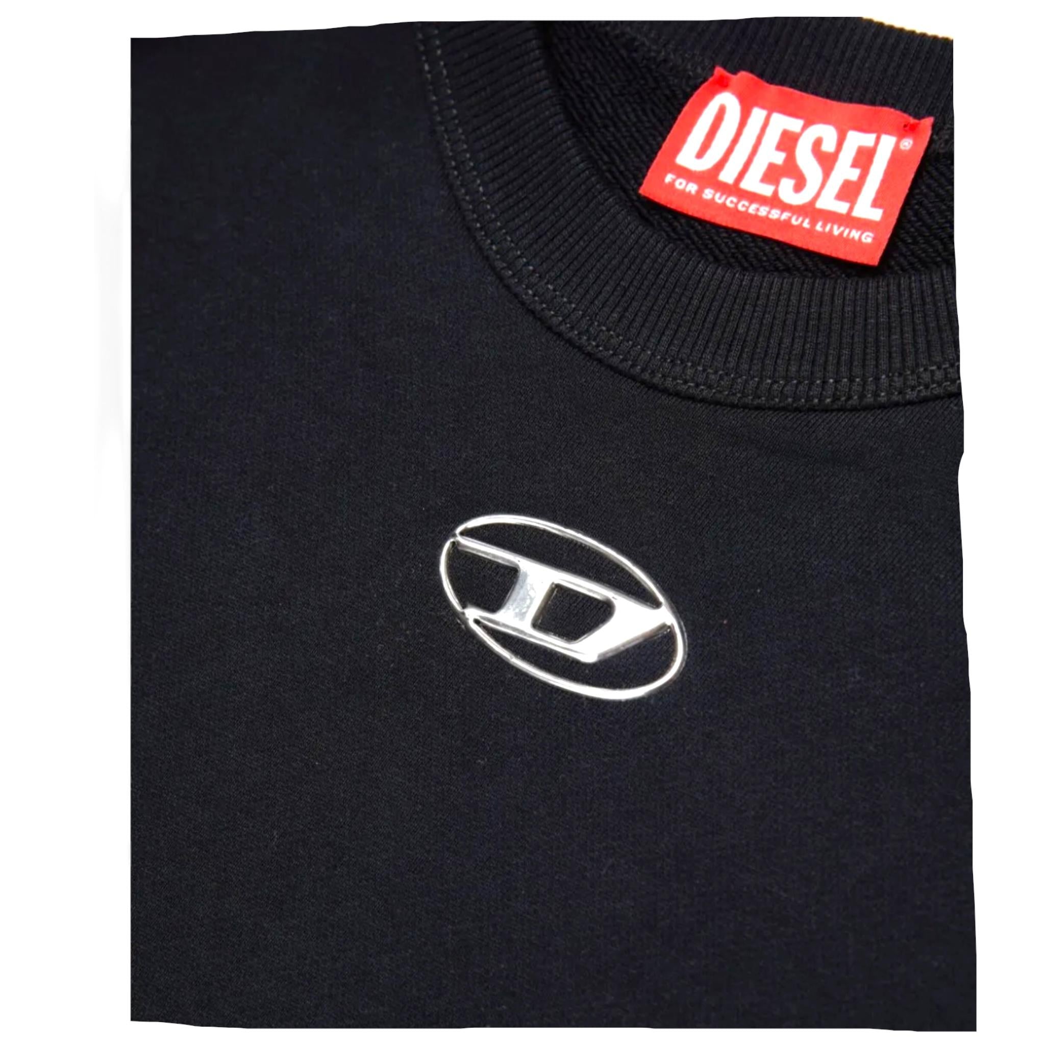 DIESEL felpa chiusa girocollo tinta unita con logo Nero per Bambino J02024 NERO DIESEL