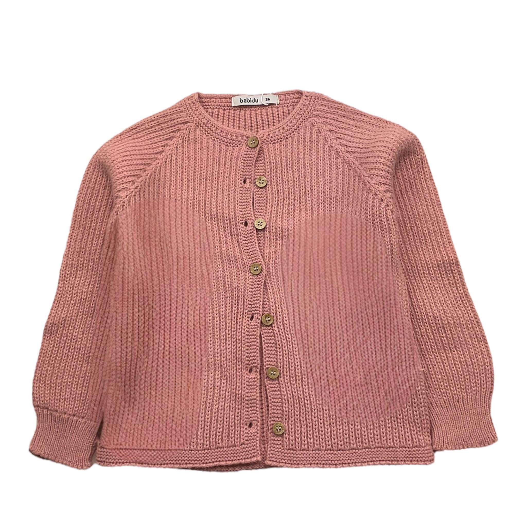 BABIDU cardigan tinta unita con bottoni in contrasto Rosa per Bambina 60682F ROSA BABIDU