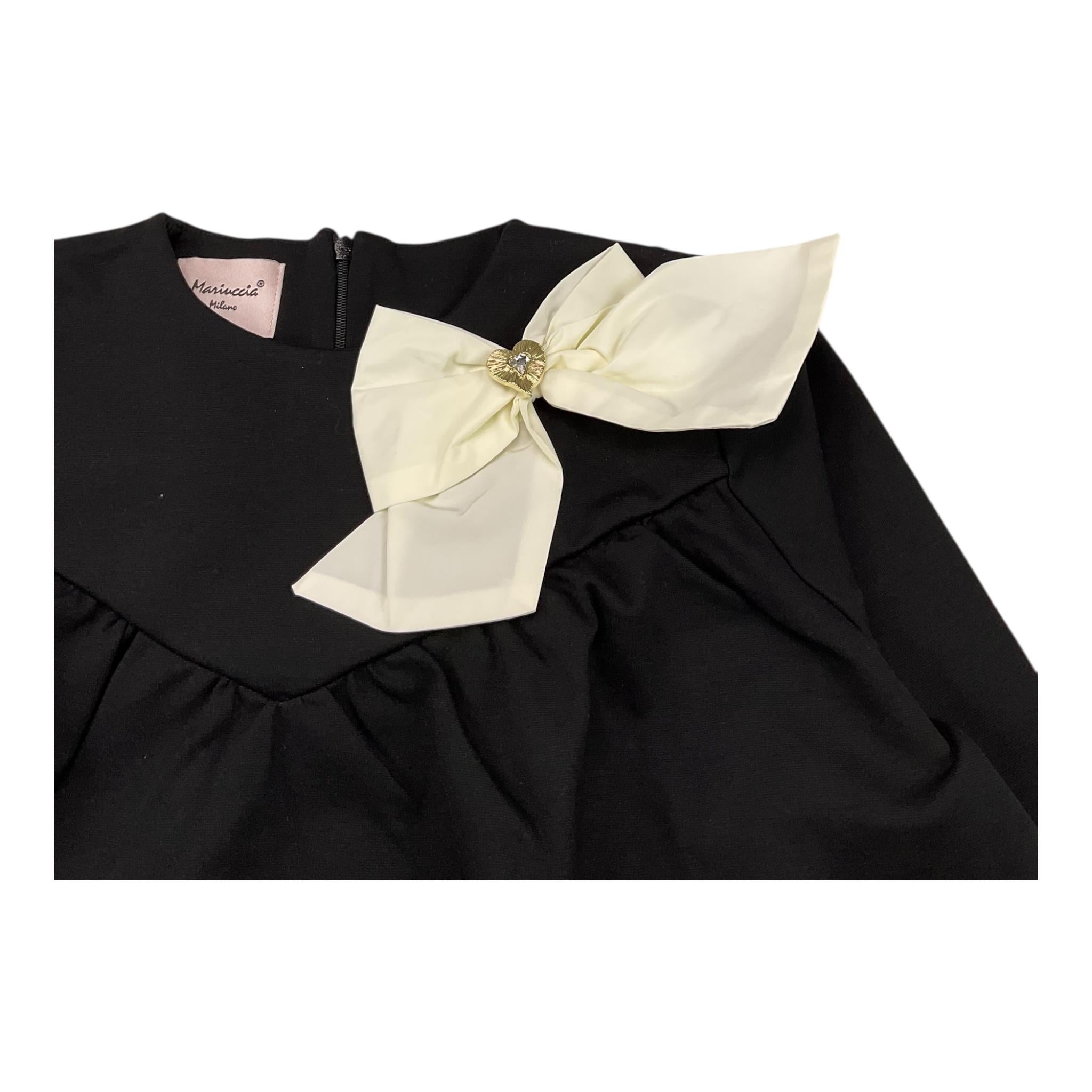 MARIUCCIA camicia manica lunga tinta unita con fiocco in contrasto Nero per Bambina CMMRIR NERO MARIUCCIA