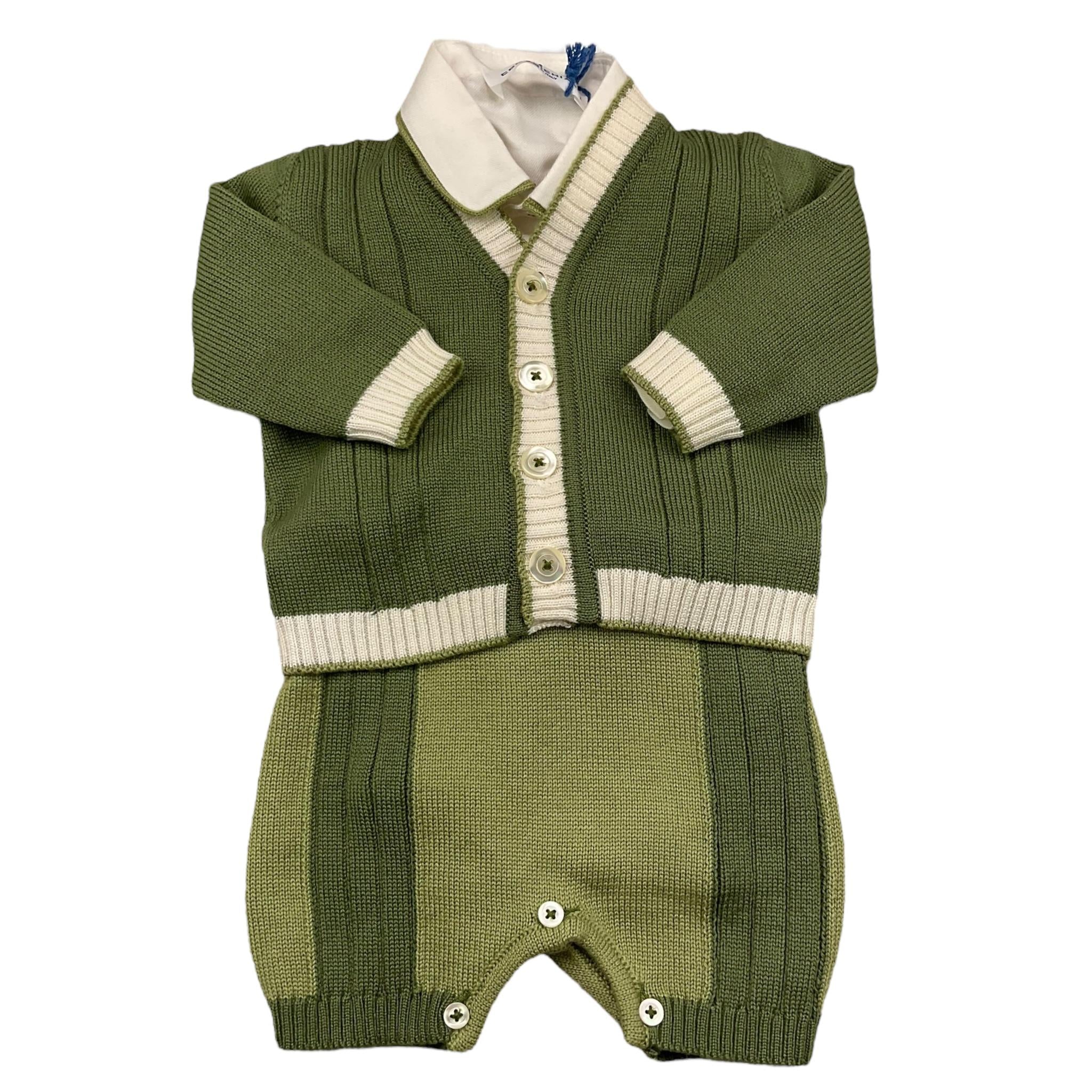 COLORI CHIARI completo 3 pezzi camicia-salopette-cardigan Verde per Neonato MF437171 VERDE COLORI CHIARI