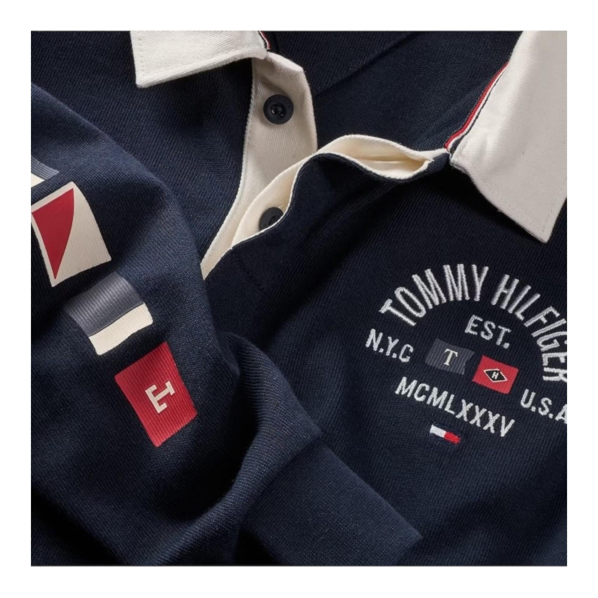 TOMMY HILFIGER polo manica lunga tinta unita con stampa Blu per Bambino KB0KB09270 BLU TOMMY HILFIGER