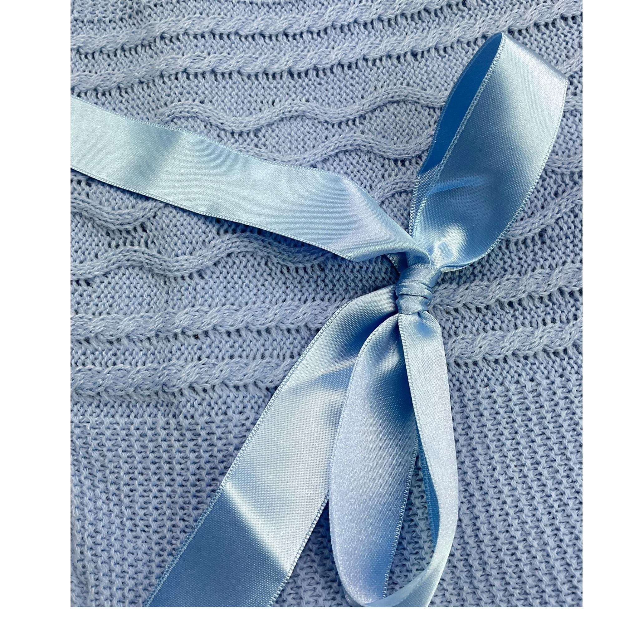 JULIANA coperta tinta unita con fiocco Azzurro per Neonata 24516 AZZURRO JULIANA