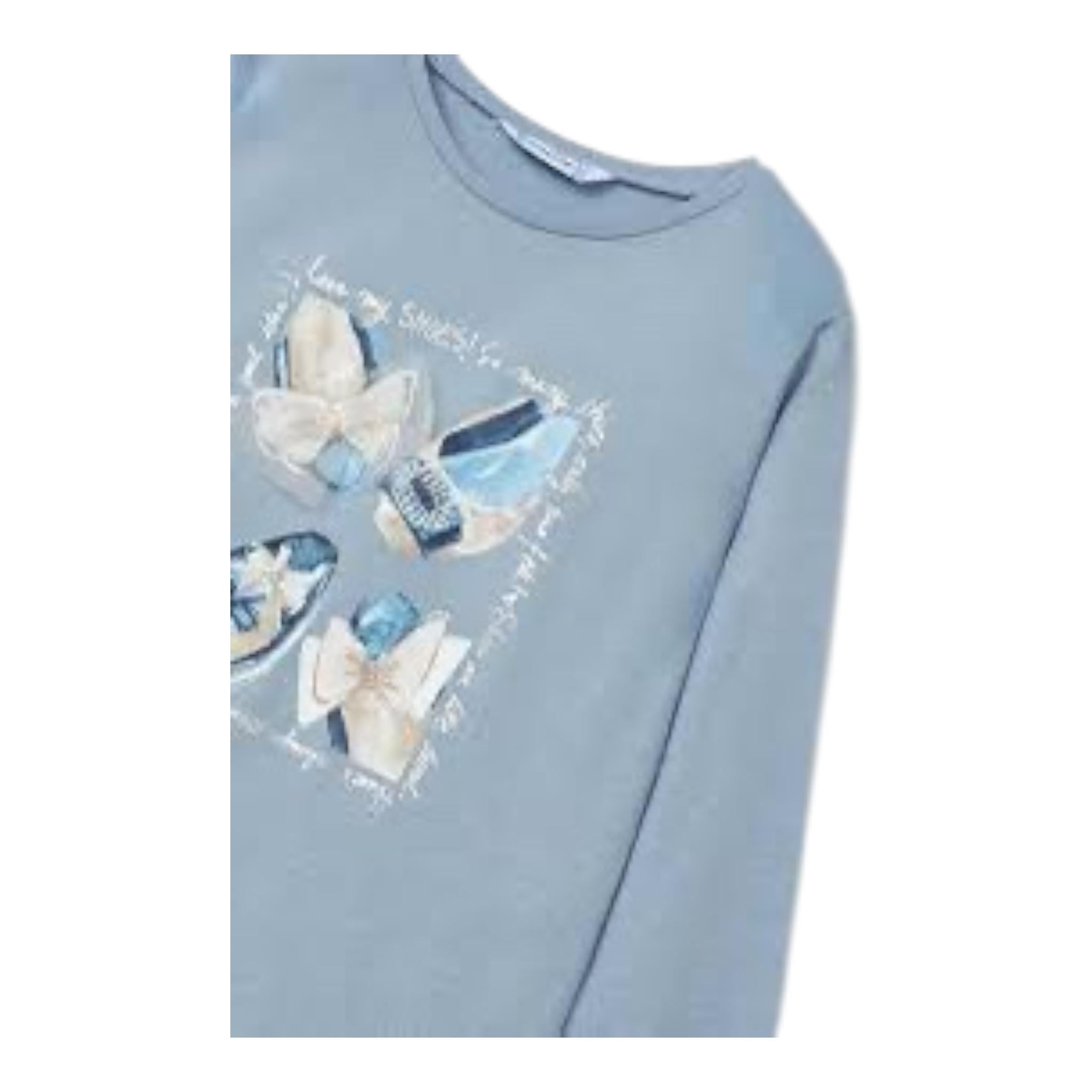 MAYORAL shirt girocollo tinta unita con stampa in contrasto Celeste per Neonata 407397N CELESTE MAYORAL
