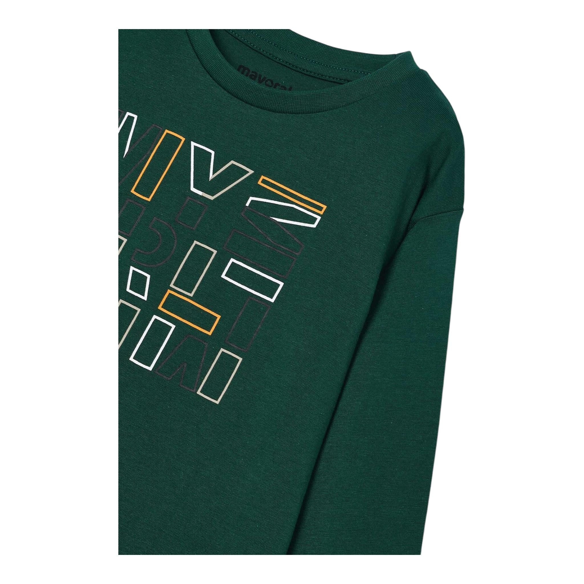 MAYORAL shirt girocollo tinta unita con stampa Verde per Bambino 173X VERDE MAYORAL