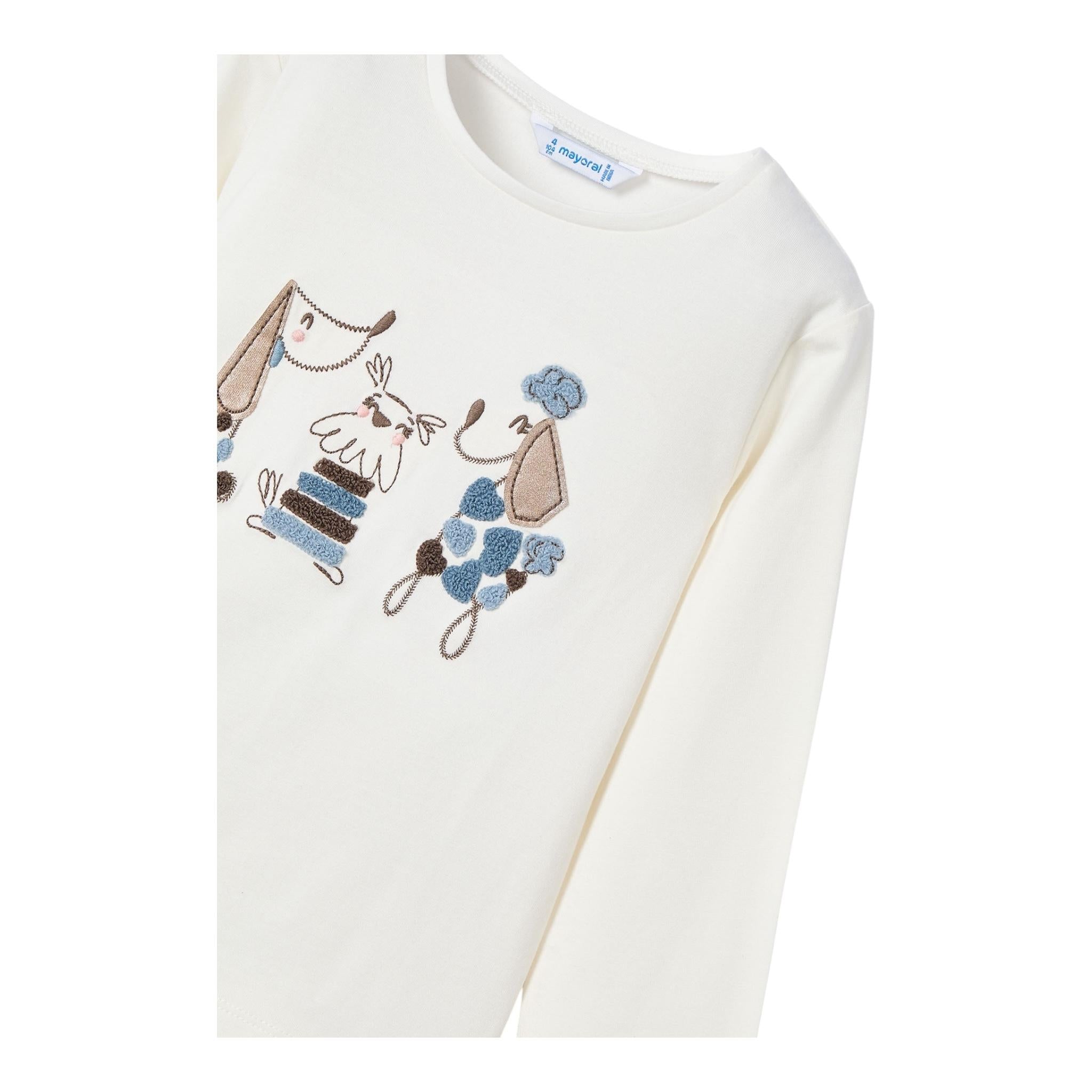 MAYORAL shirt girocollo tinta unita con stampa in contrasto Bianco per Neonata 4070XN BIANCO MAYORAL