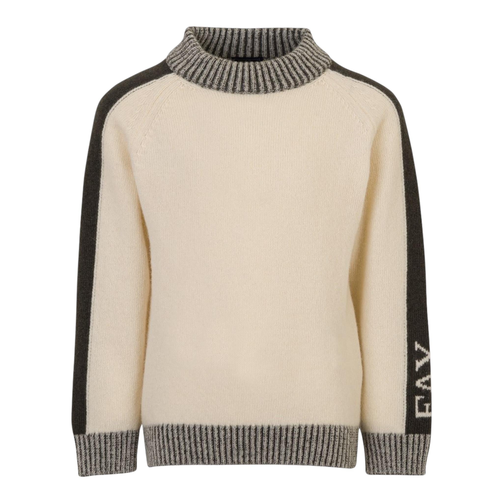 FAY maglia tinta unita con profili in contrasto Panna per Bambino FV9P70 PANNA FAY