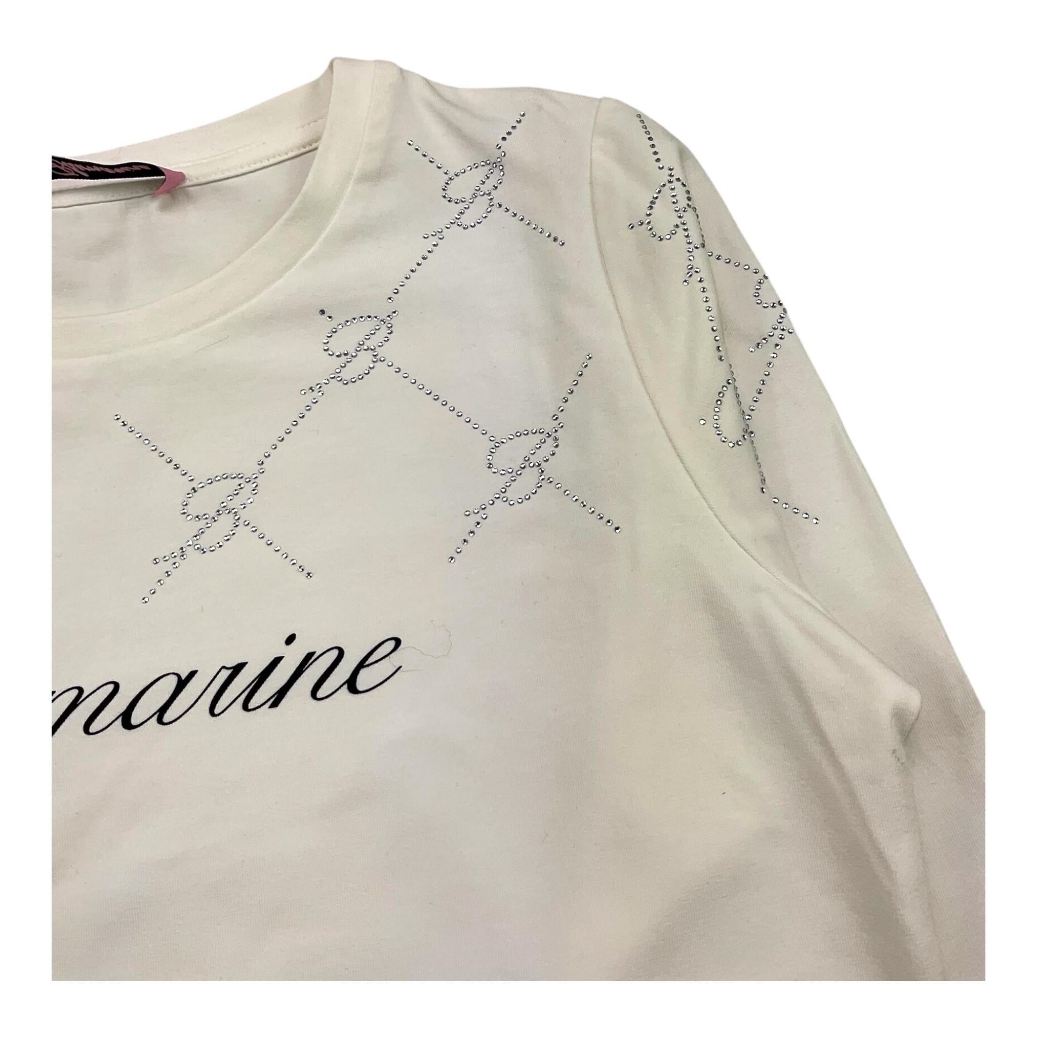 MISS BLUMARINE shirt girocollo tinta unita con brillantini Bianco per Bambina IF4140 BIANCO MISS BLUMARINE