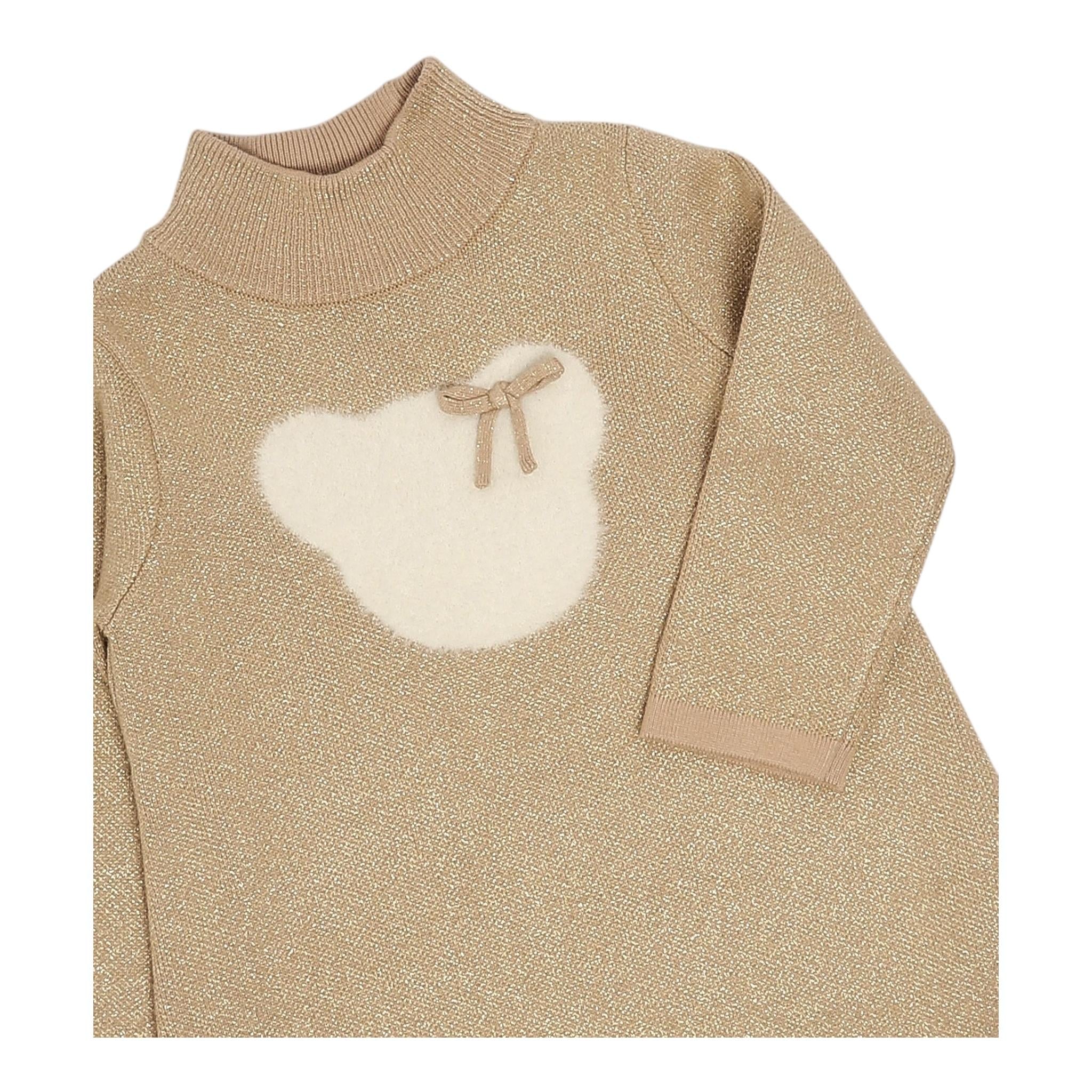 LIU JO abito in maglia collo alto tinta unita con stampa Sabbia per Bambina KF4071JX SABBIA LIU JO