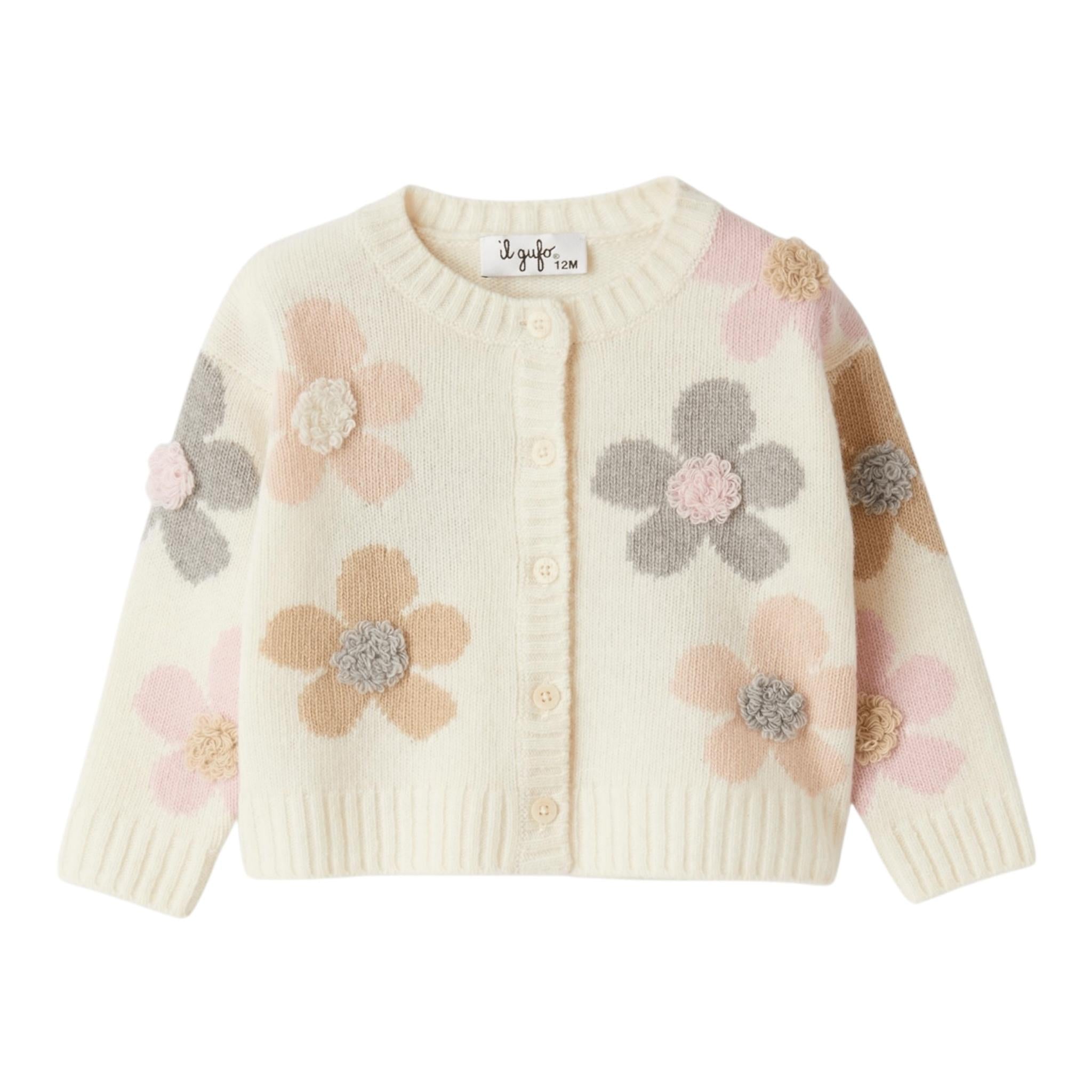 IL GUFO maglia girocollo tinta unita con ricami Panna per Bambina A24GF2438EM220 PANNA IL GUFO