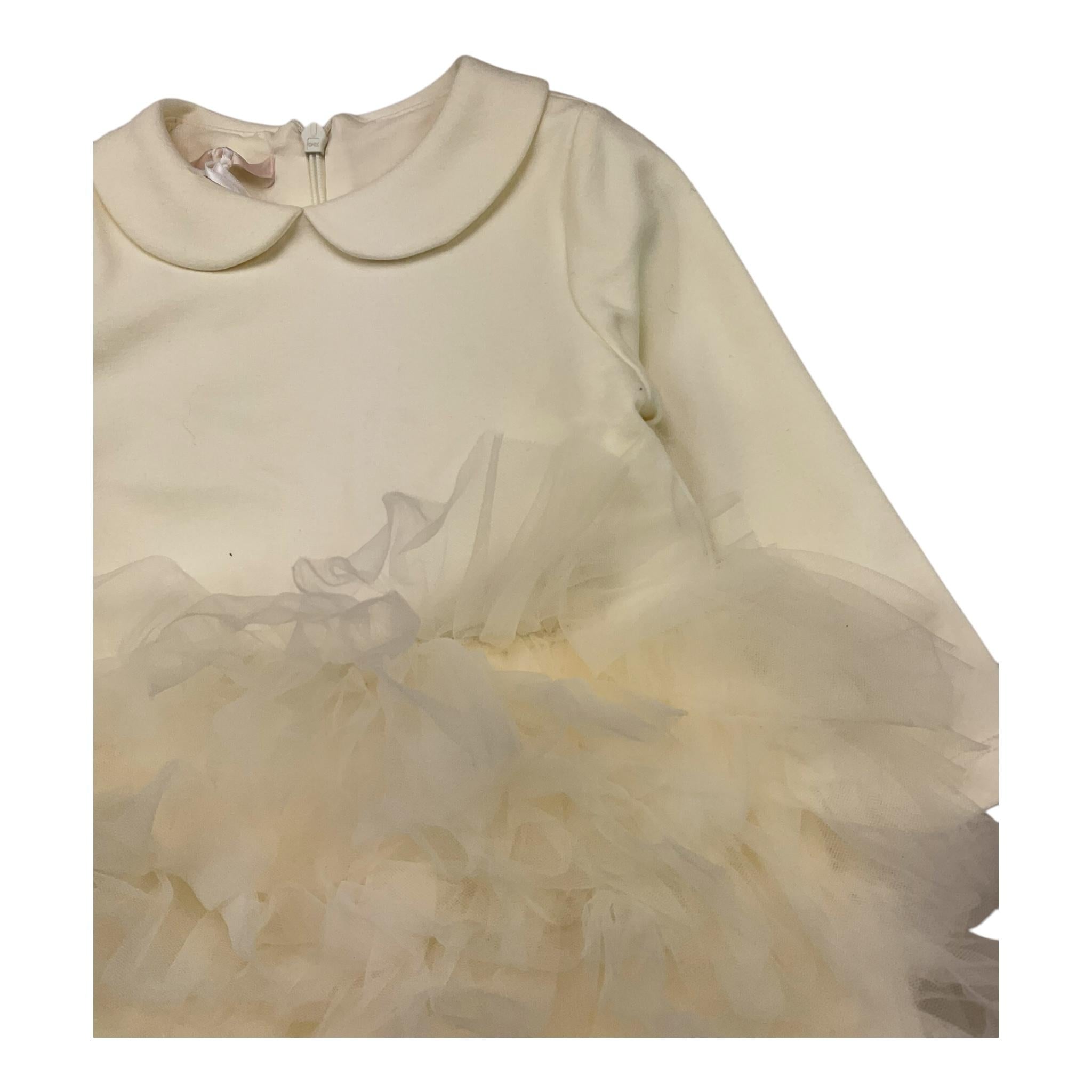 LIU JO abito manica lunga tinta unita cn tulle Panna per Neonata HF4014 PANNA LIU JO