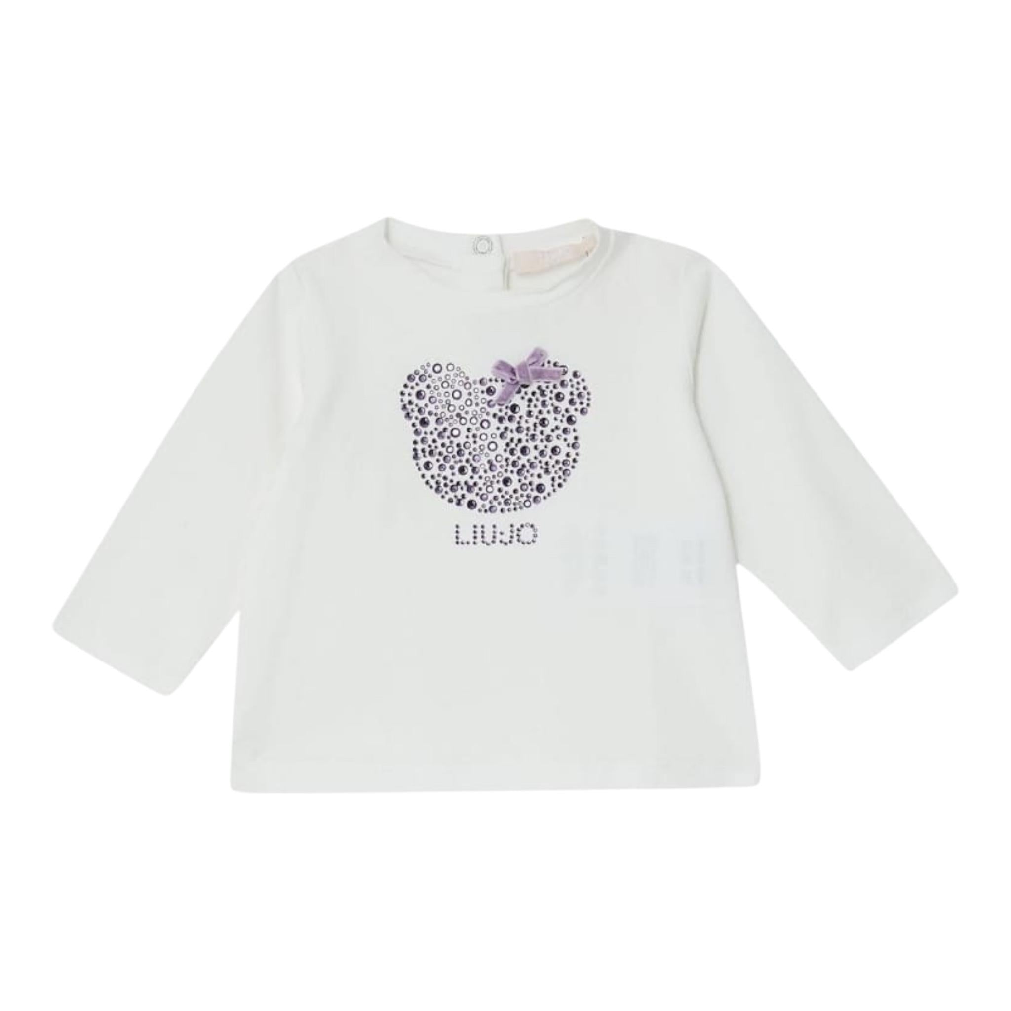 LIU JO shirt girocollo tinta unita con stampa brillantinata Panna per Neonata HF4055 PANNA LIU JO