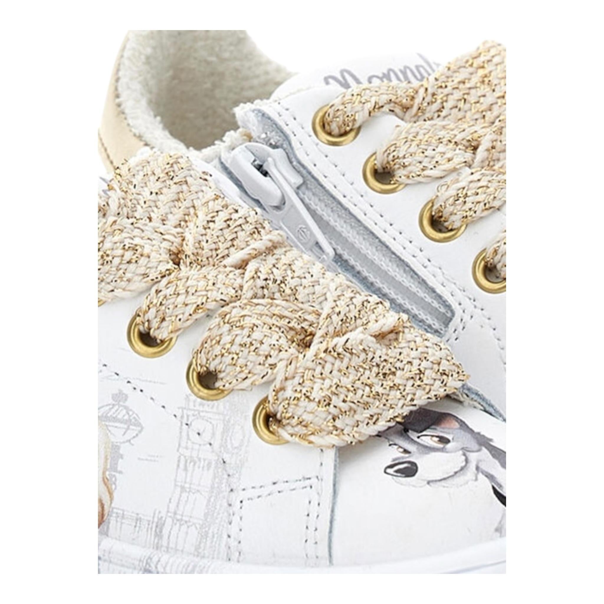 MONNALISA sneaker tinta unita con stampa e lacci Bianco per Bambina 8CD004 BIANCO MONNALISA