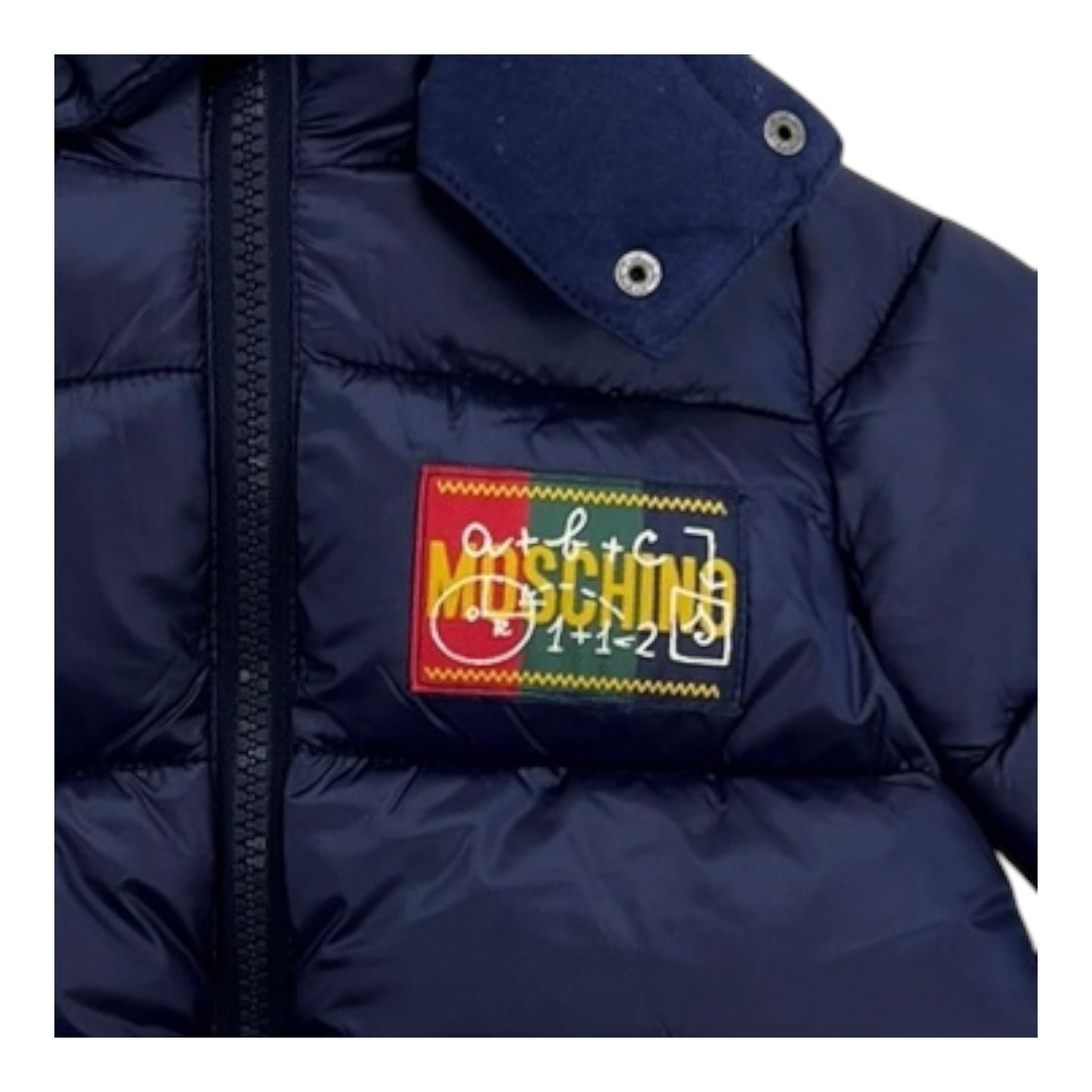 MOSCHINO giubbino tinta unita con zip e cappuccio Blu per Bambino HMS043 BLU MOSCHINO