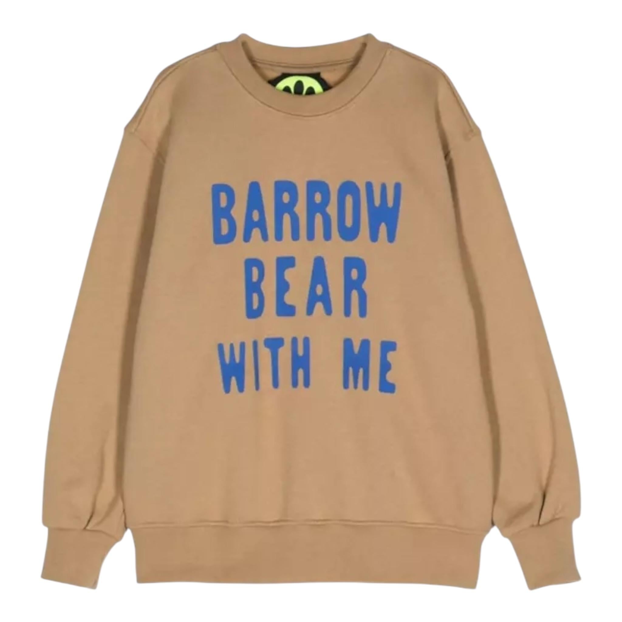 BARROW KIDS felpa chiusa girocollo tinta unita con logo Beige per Bambino F4BKJUSW062 BEIGE BARROW KIDS