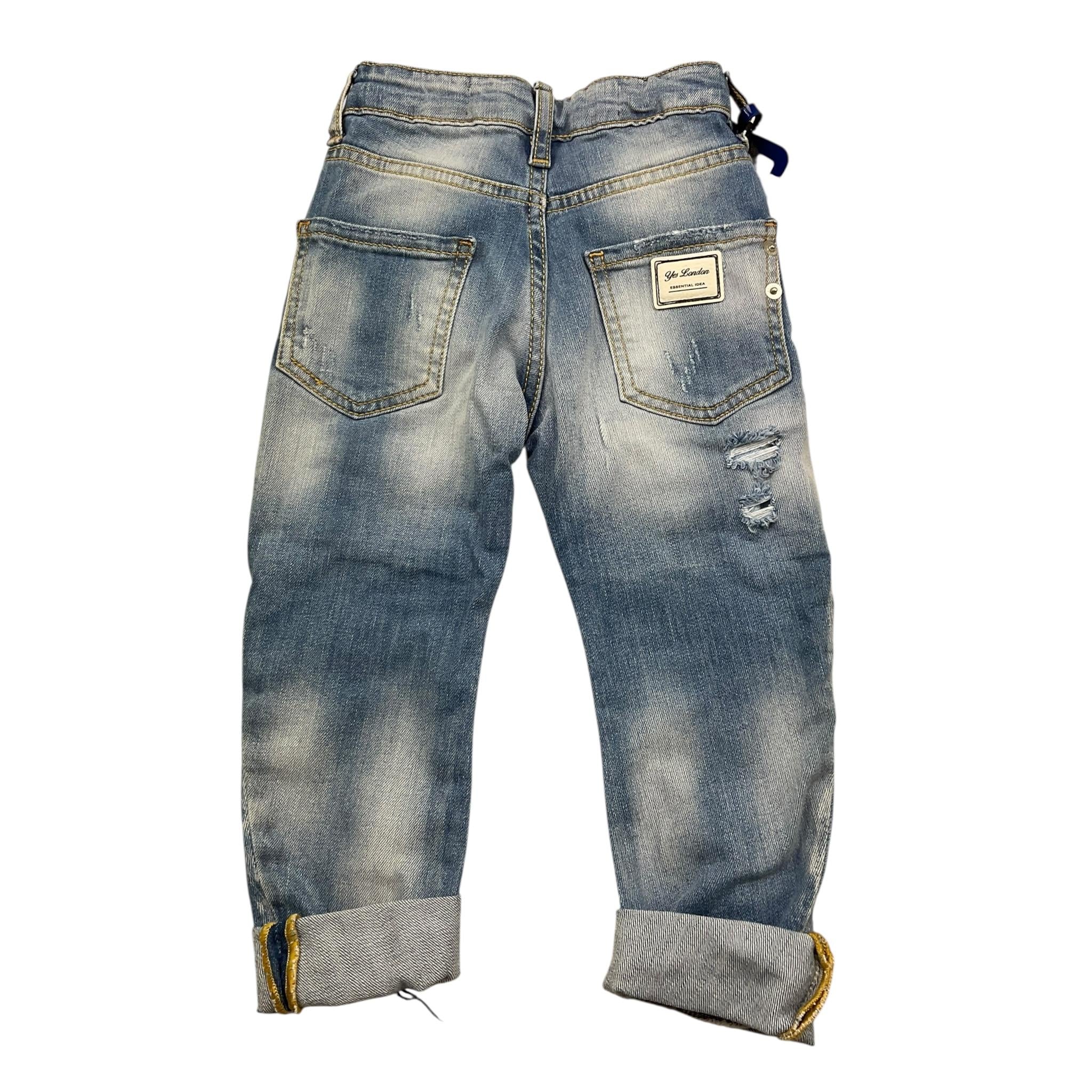 YES LONDON jeans tinta unita con strappi Azzurro per Bambino JR1083 AZZURRO YES LONDON