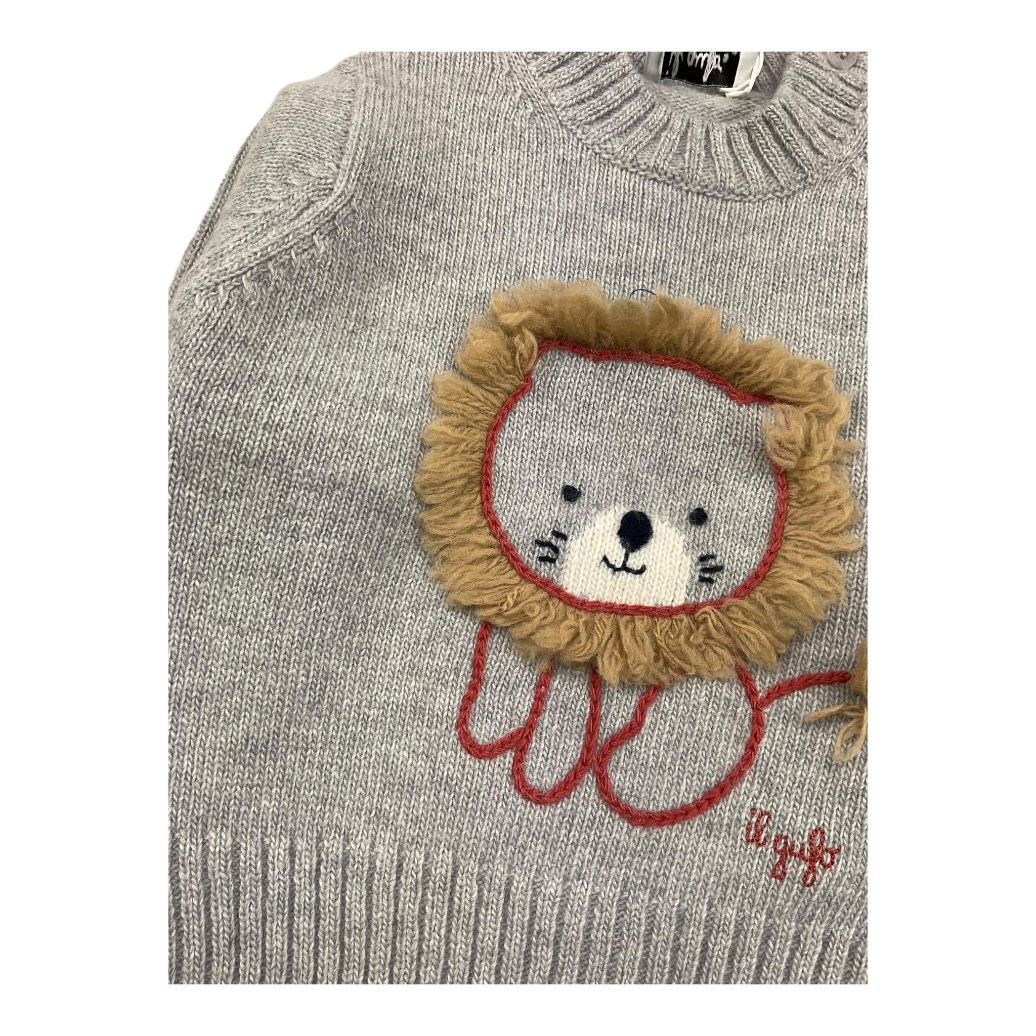 IL GUFO maglia girocollo tinta unita con ricami Grigio per Neonato A24MA466EM220 GRIGIO IL GUFO