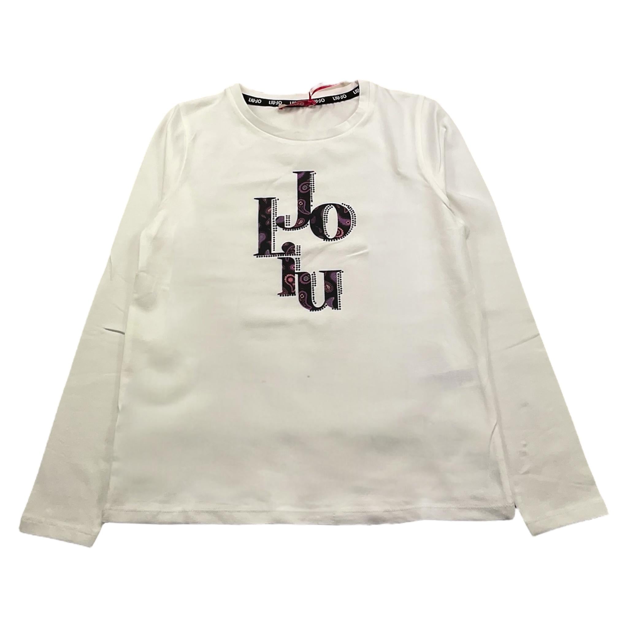LIU JO shirt gircollo tinta unita cn stampa logo Bianco per Bambina GF3011 BIANCO LIU JO