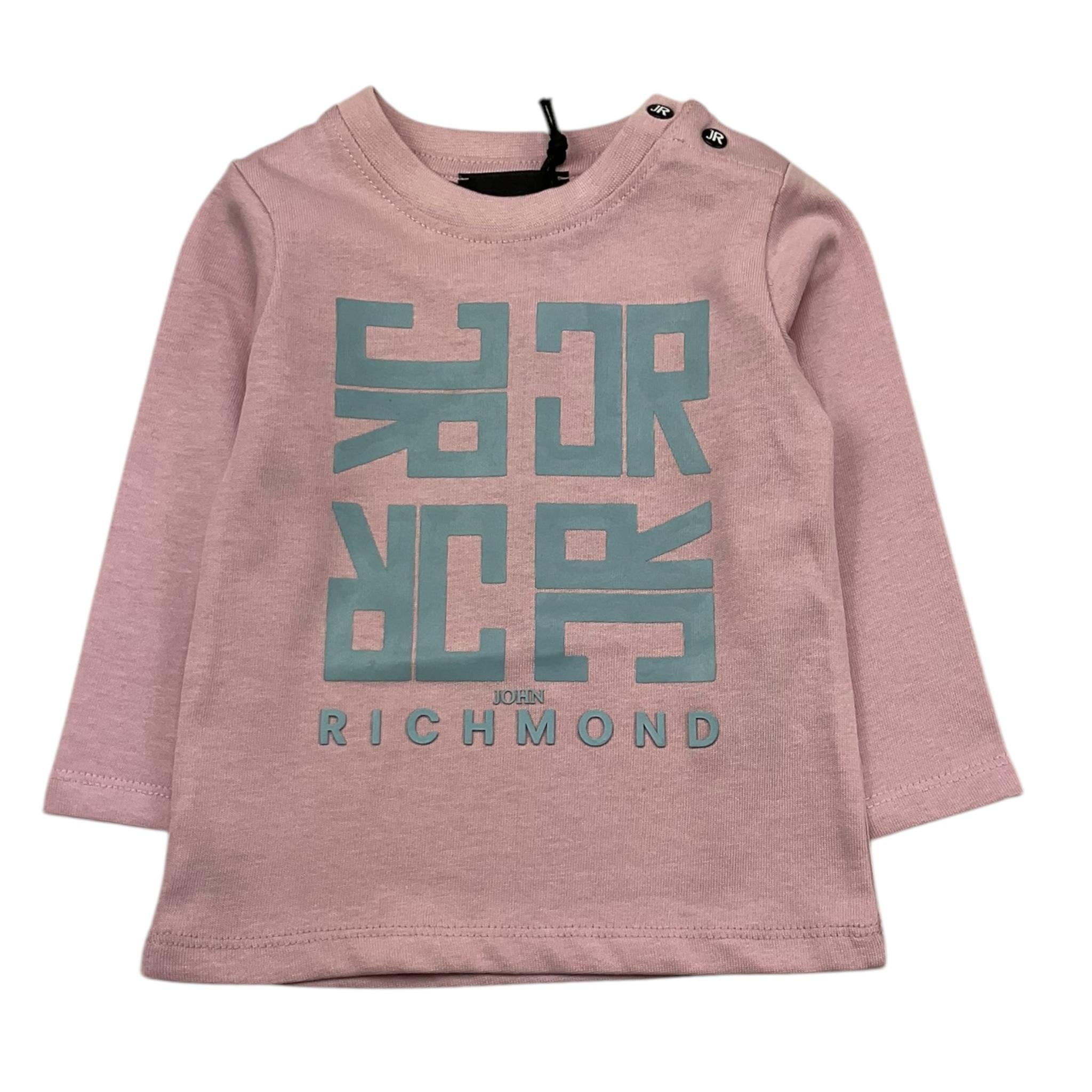 JOHN RICHMOND shirt girocollo tinta unita con stampa in contrasto Rosa per Neonata RIA25088TS ROSA JOHN RICHMOND